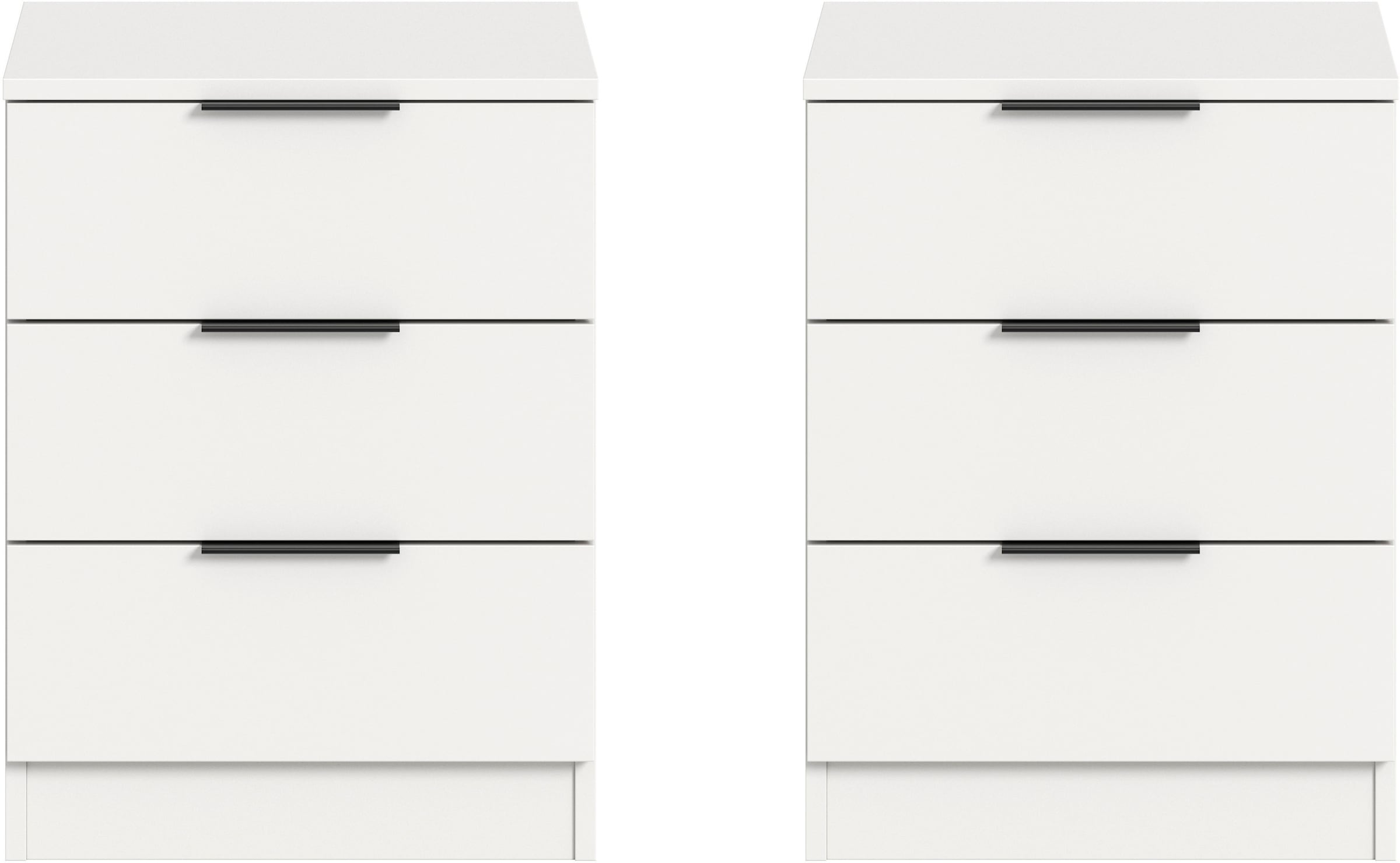 Home affaire Nachtkommode »Skarde 2 Nachttische, jeweils Breite: 45 cm«, (Set, 2 St., Sie bekommen 2 Nachttische im Set), Skarde, 2er Set Nachtkommode, 3 Schubkästen, weiß