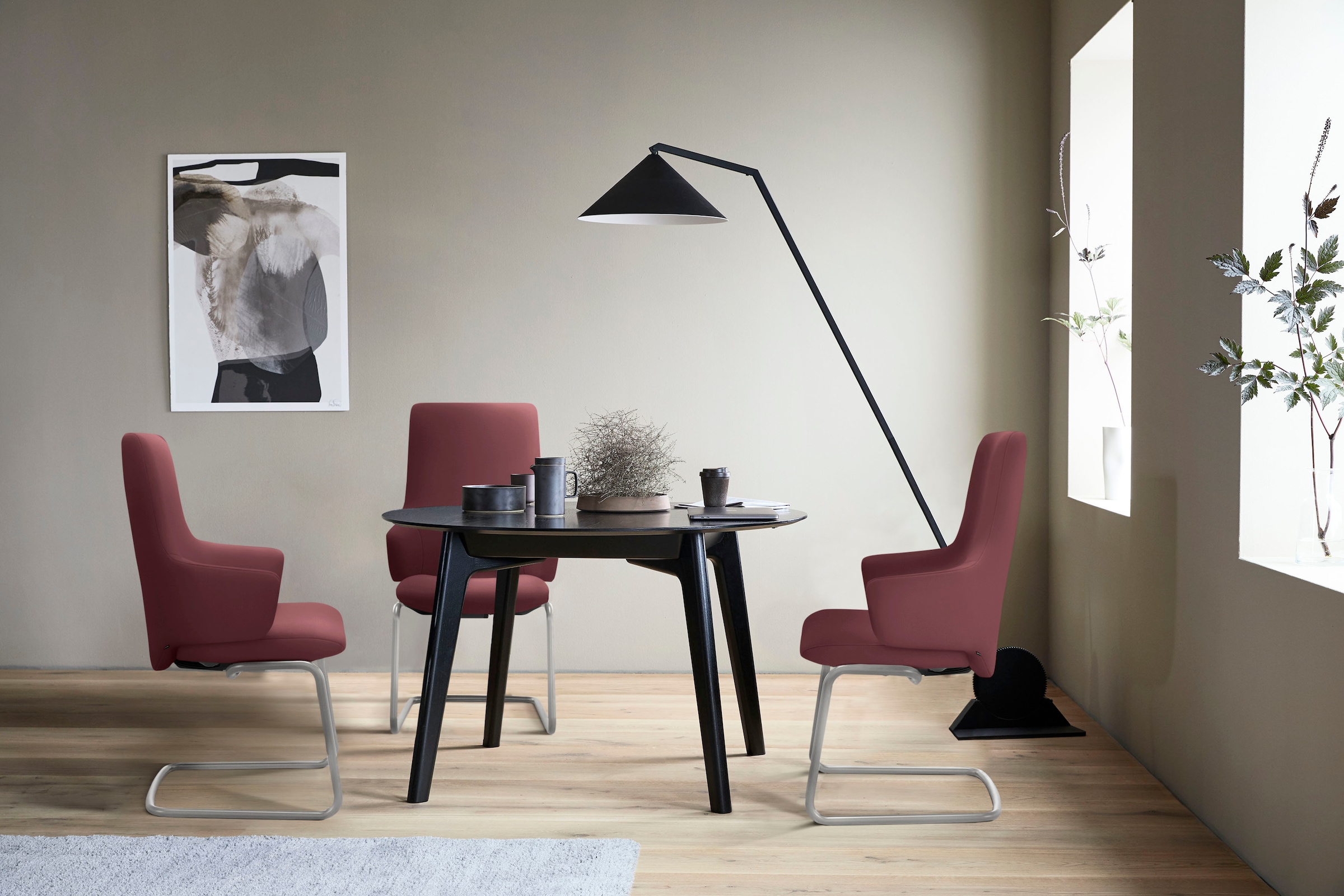 Stressless® Polsterstuhl »Laurel«, Leder BATICK, High Back mit Armlehne, Größe L, mit Beinen aus Stahl in Chrom