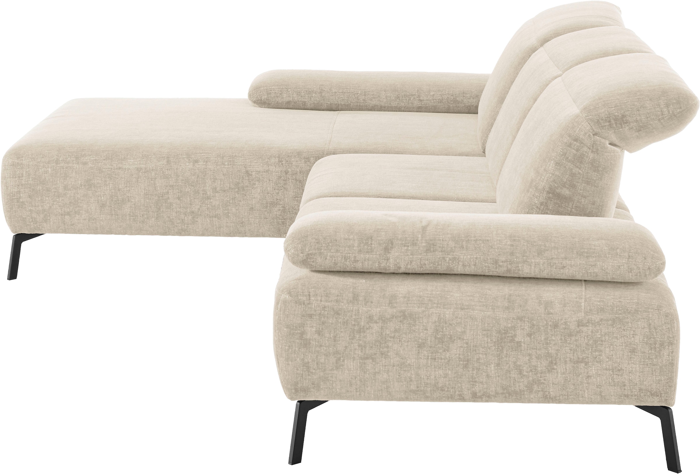 Home affaire Ecksofa »Liora, L-Form mit verstellbarem Kopfteil, Breite 291 cm« klappbare Armlehne, Tonnentaschenfederkern&saugroboterfreundliche Höhe