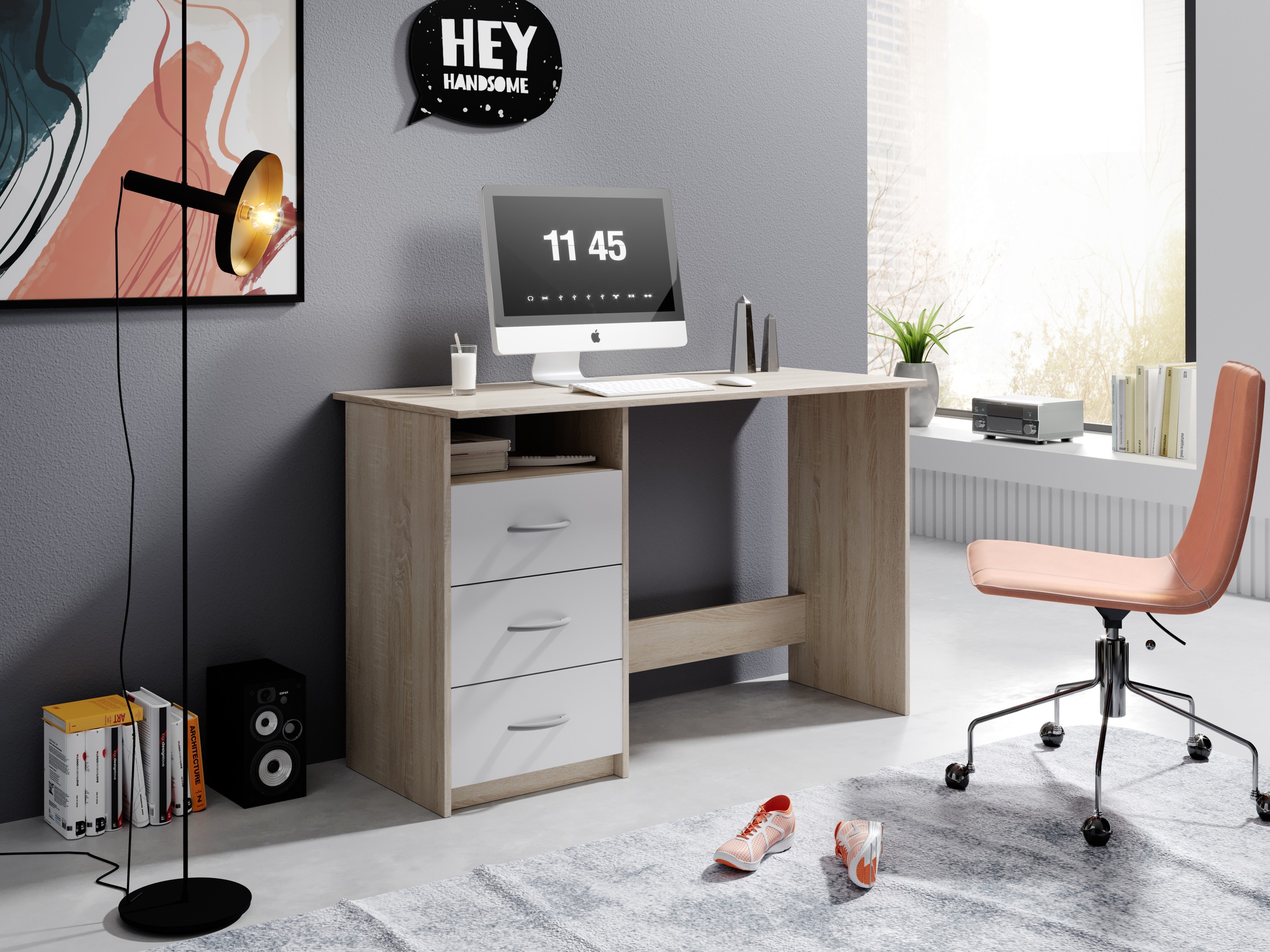 BEGA OFFICE Schreibtisch »Adria, Computertisch,«, Schubkästen rechts oder links montierbar, Breite 123 cm