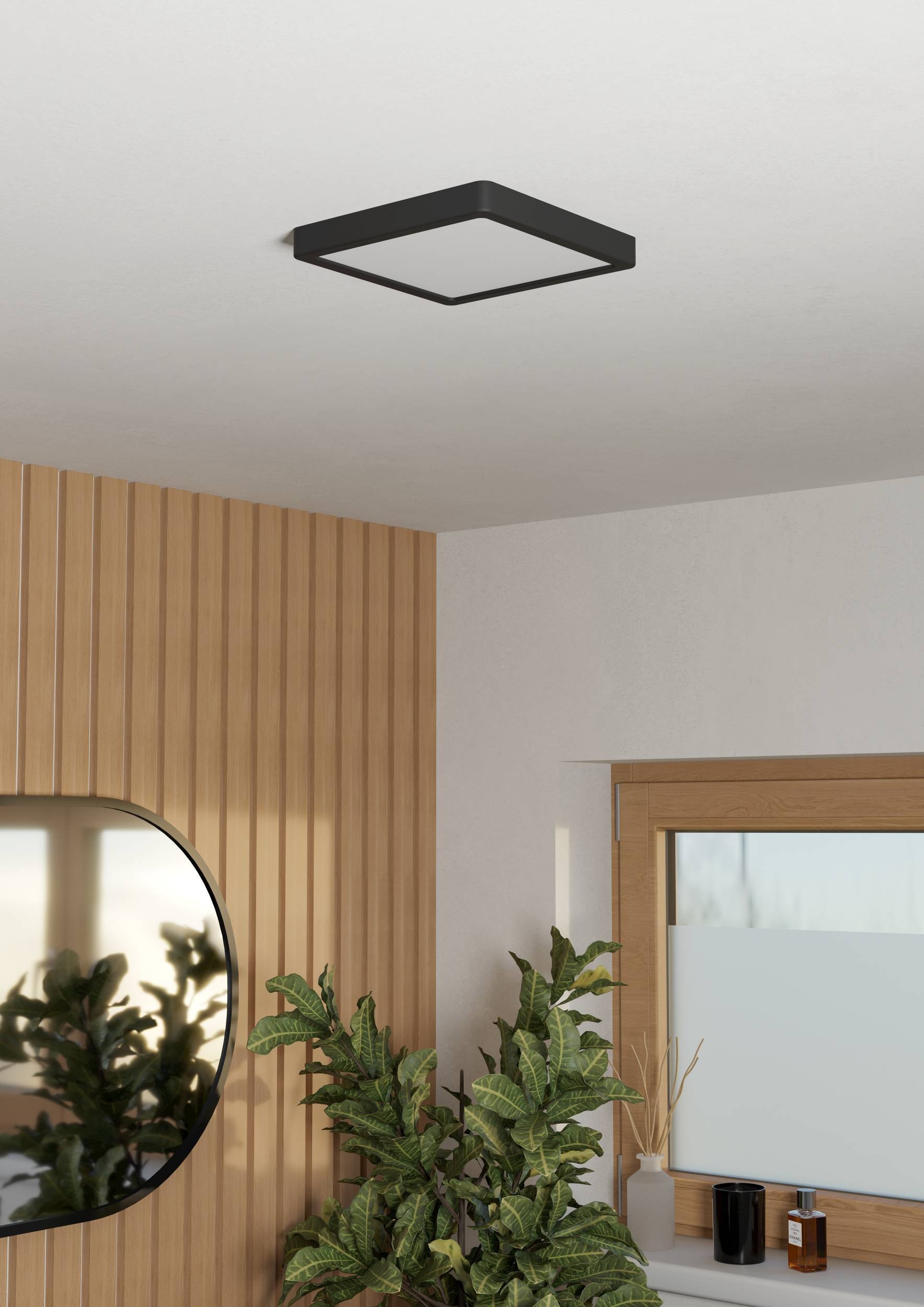 EGLO Aufbauleuchte »Fueva 6 Deckenleuchte, Badlampe Decke, Kunststoff, Deckenbeleuchtung« LED-Modul 1 Stk. Kaltweiß | Neutralweiß | Warmweiß Aufbauleuchte - L22 x B22 x H2,5 cm - schwarz - 10,5W inkl.