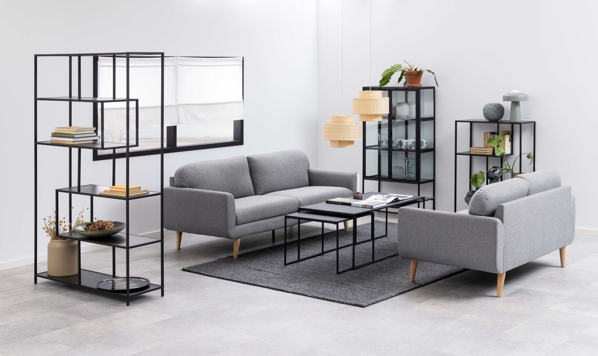 ACTONA GROUP Beistelltisch »Infinity«, (Set, 3 Stück), Satz mit Tischen, Schlittenbeine aus schwarzem Metall, (Set, 2 st)