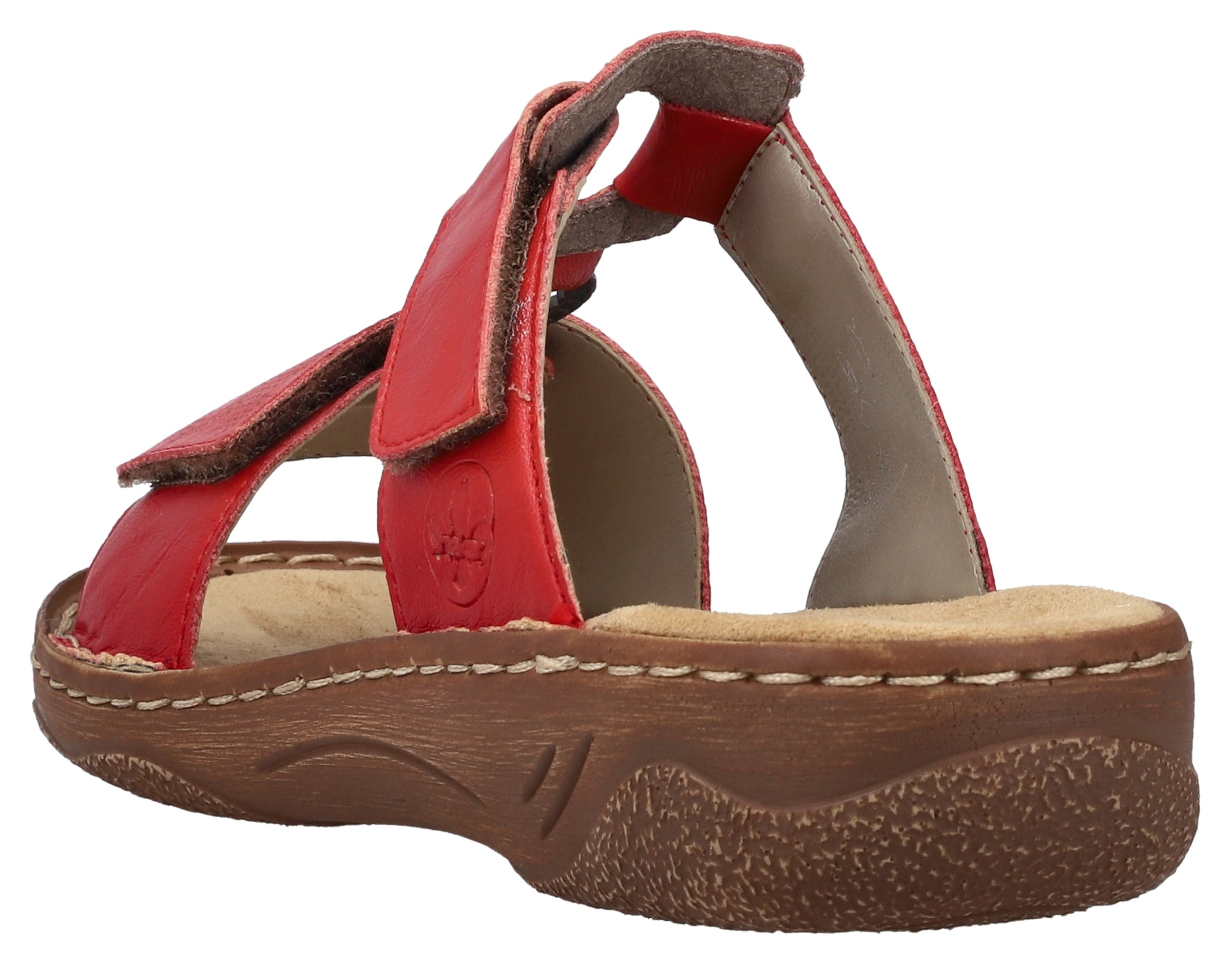 Rieker Pantolette, Sommerschuh, Schlappen, Urlaubschuh, Klettschuh mit Perforation