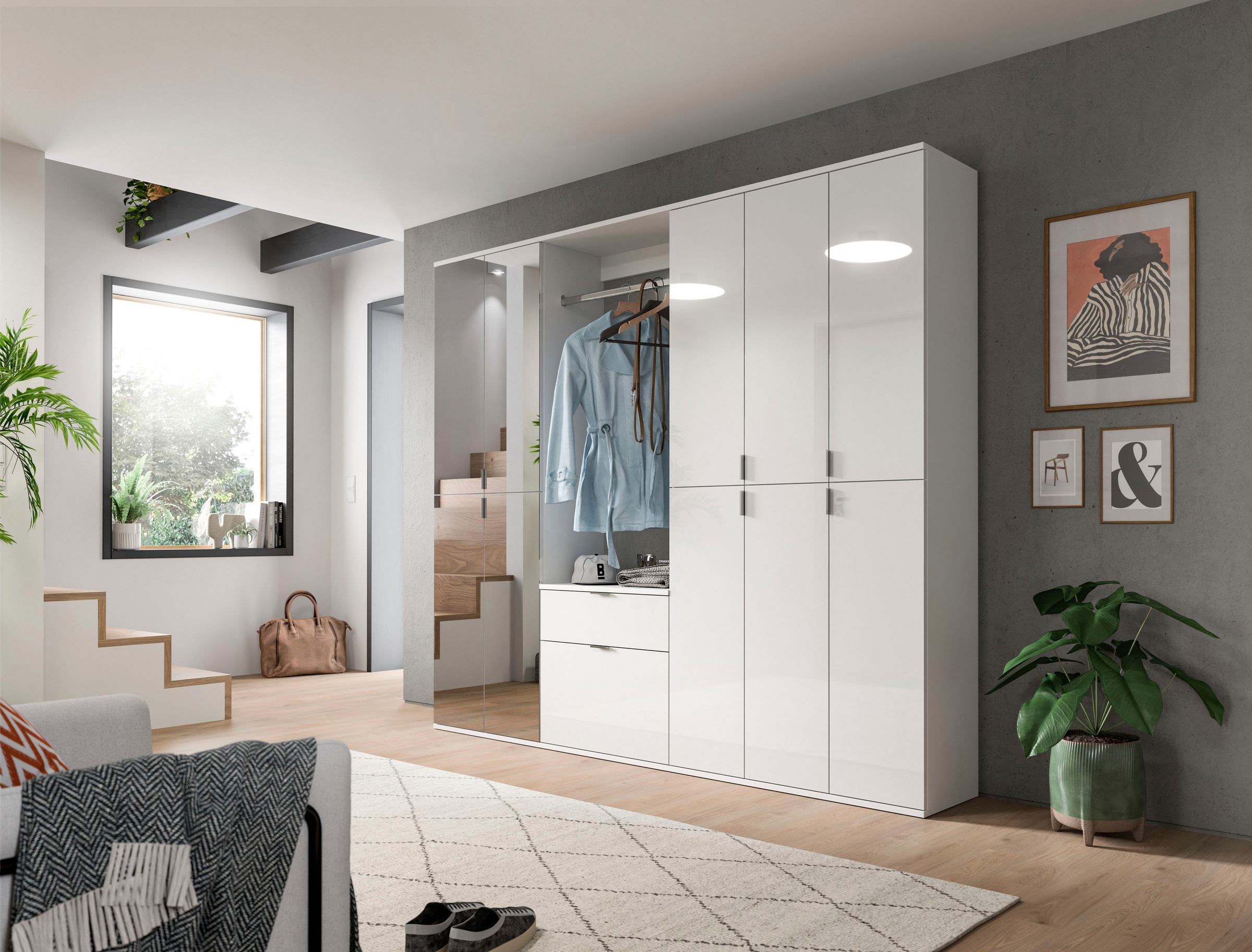 INOSIGN Garderobenschrank "Trondheim, Höhe 193 cm, 2 Türen, 6 Fächer, 4 Ein günstig online kaufen