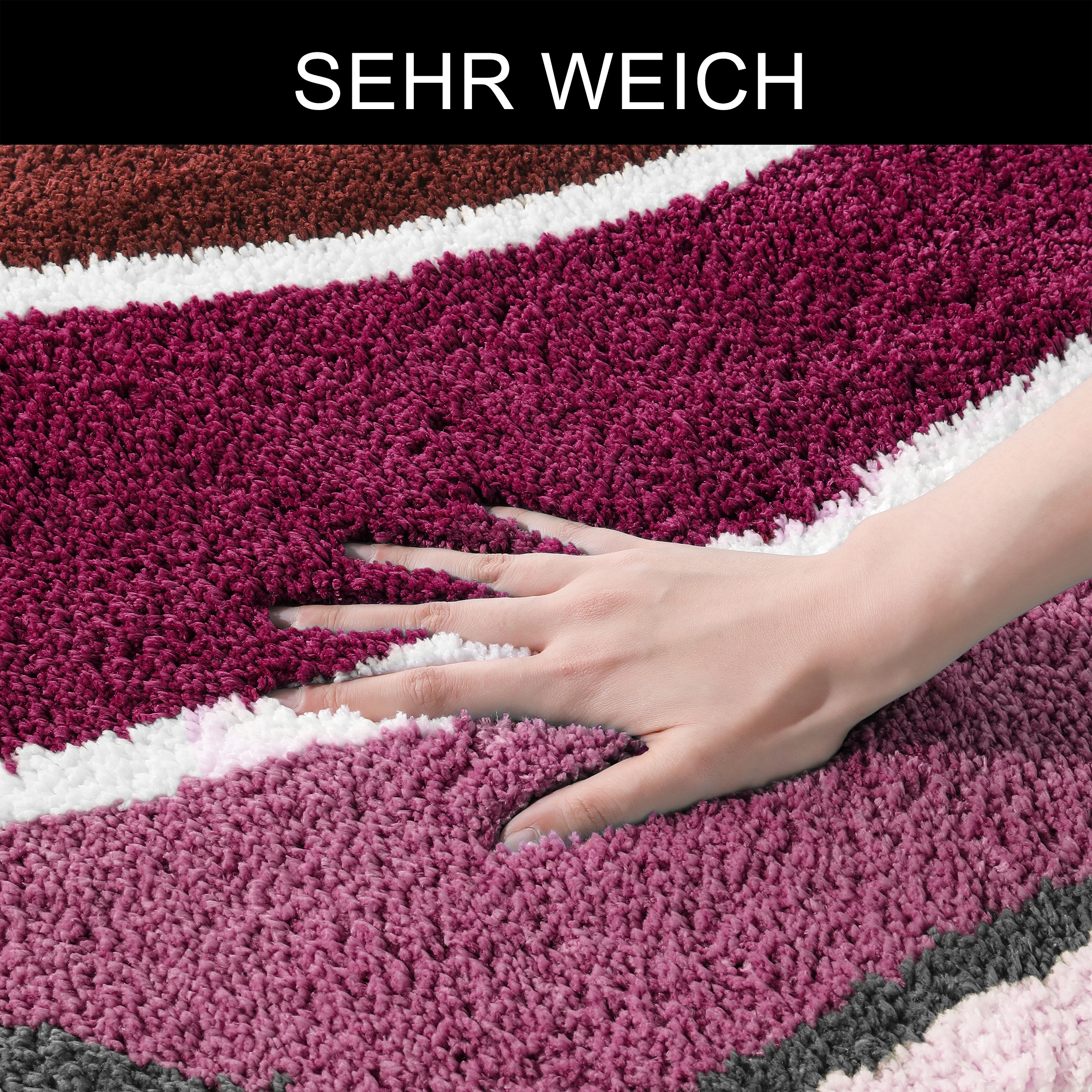 my home Badematte »Juna mit Muster, Badvorleger, Badezimmer Teppich, Duschvorleger«, rutschhemmend beschichtet, strapazierfähig, besonders weich, Design, Badematten, Badteppich