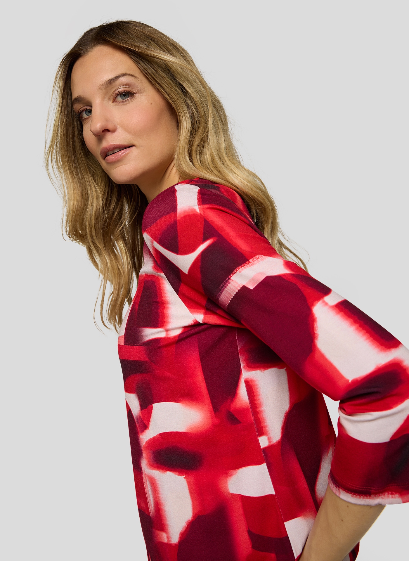 Rabe 3/4-Arm-Shirt mit grafischem Muster und Glitzer-Rundhals