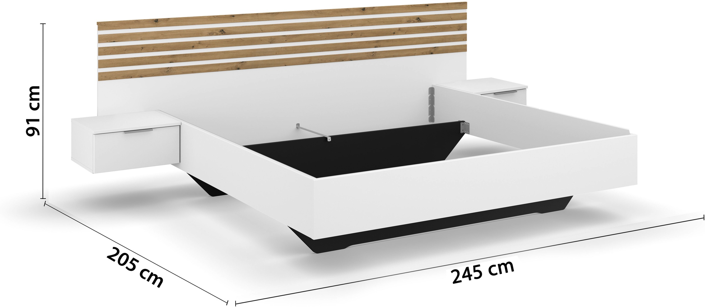 rauch Bettanlage »Doppelbett Futonbett LAMELLA in schwebender Optik« Bett 160x200 oder 180x200 cm,  mit eleganter Lamellenabsetzung und 2 Hängenachttische MADE IN GERMANY