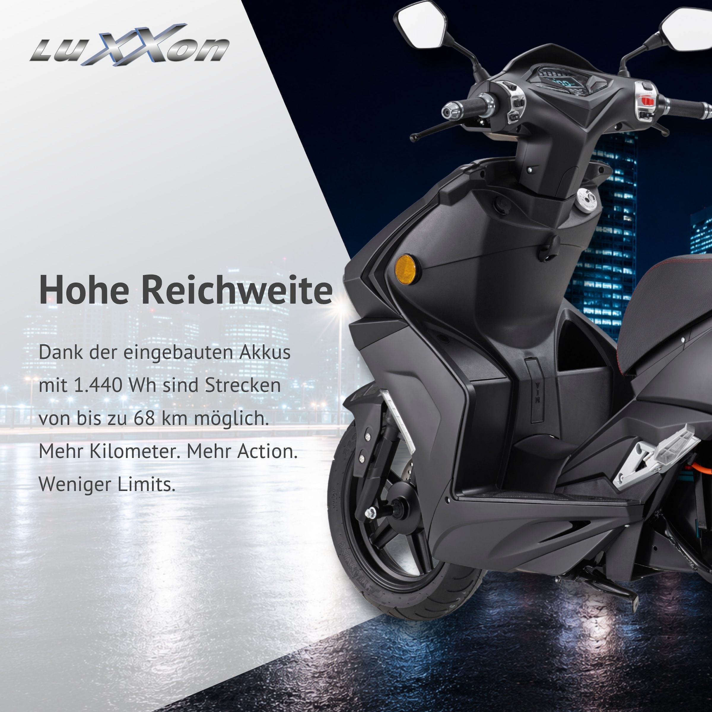 Luxxon E-Motorroller »LuXXon F18e (45km/h)« Elektroroller mit Straßenzulassung, LED-Paket