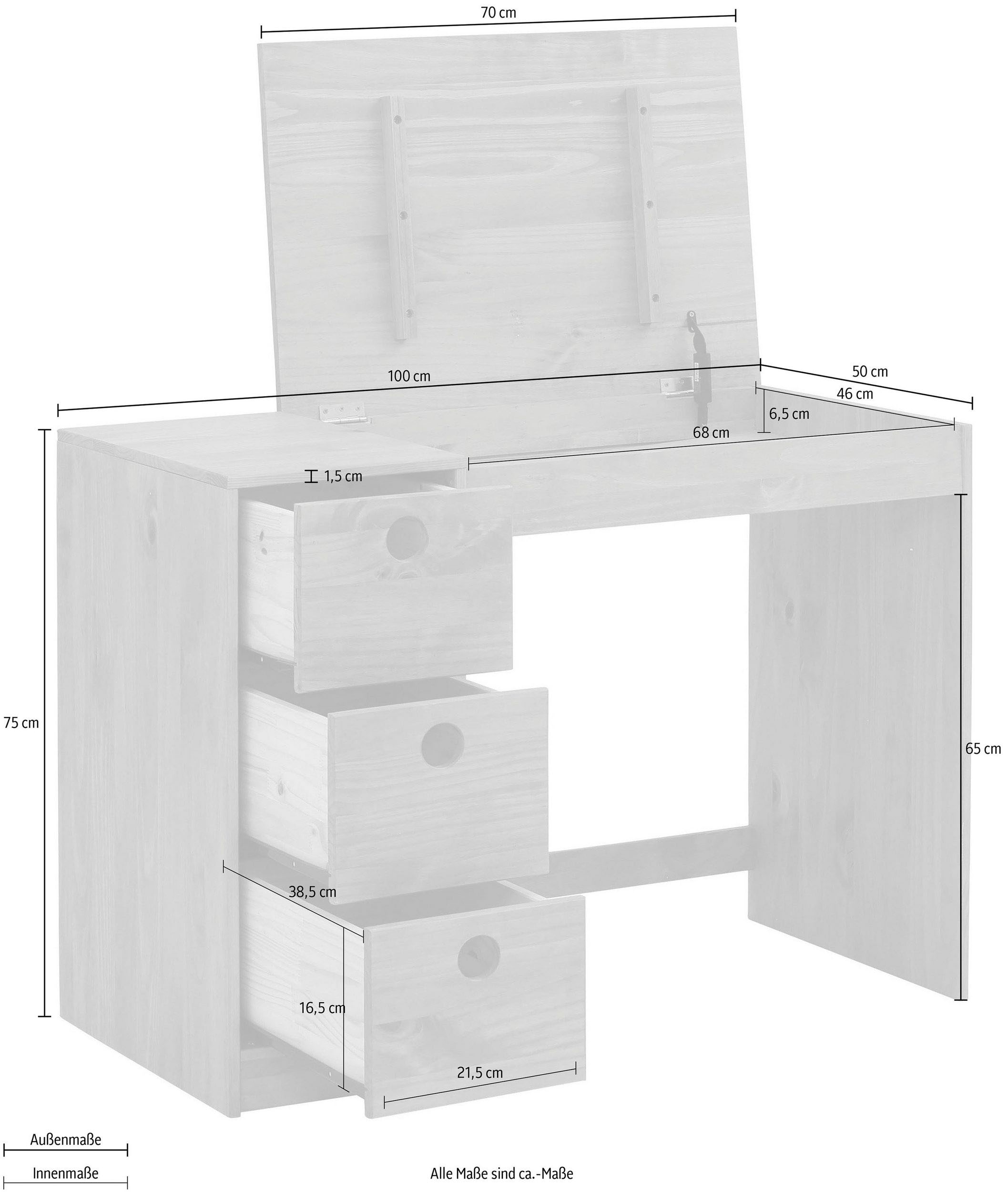 Lüttenhütt Jugendzimmer-Set »Alpi«, (Spar-Set, 2 St.), Hochbett und Schreibtisch mit Stauraum, perfekt für kleine Räume