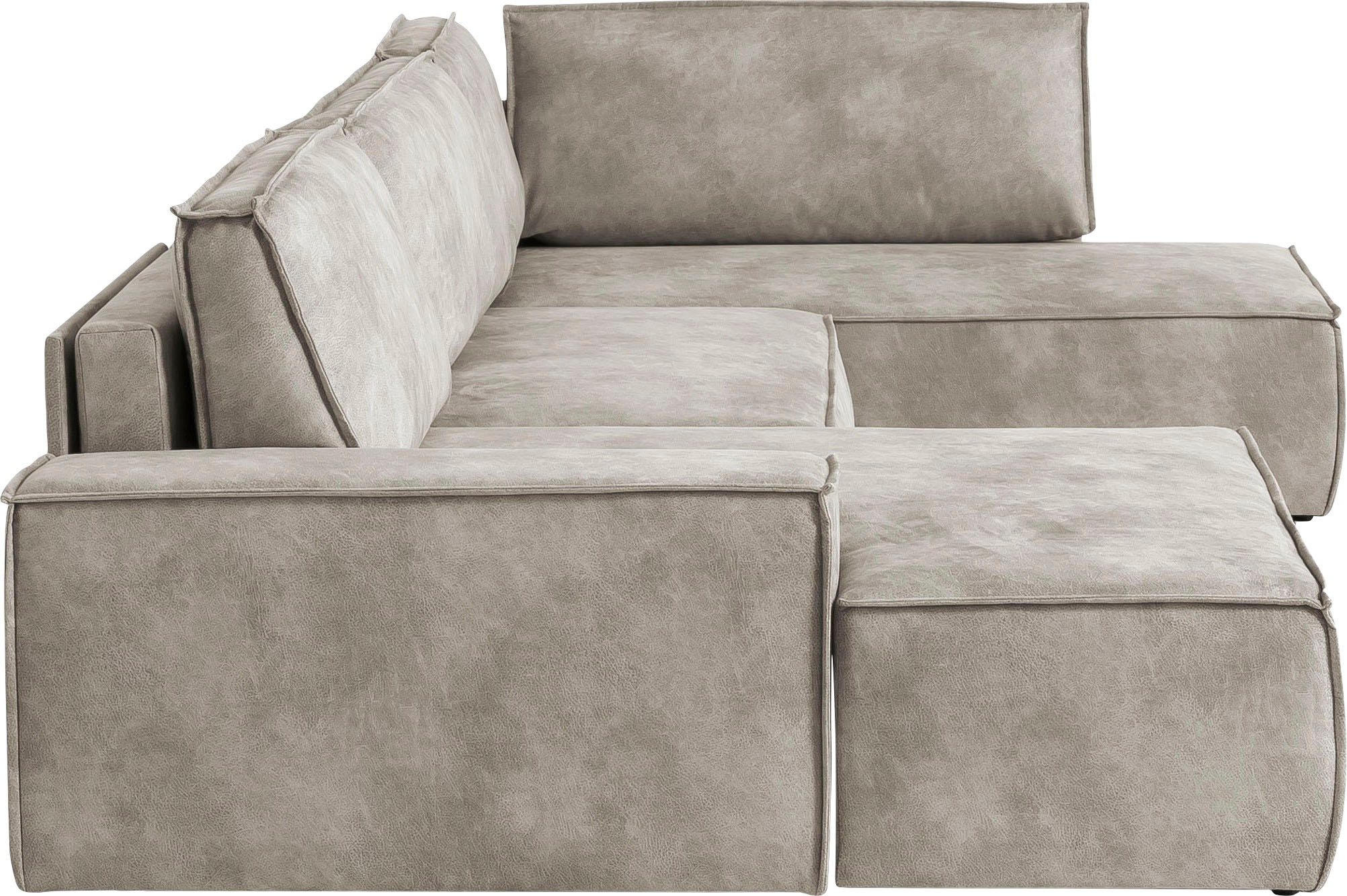 Home affaire Wohnlandschaft »SHERWOOD 329 cm, U-Form, Schlafsofa,«, Schlaffunktion m. Bettkasten (194x139 cm), Cord, Vintage, Samtvelours