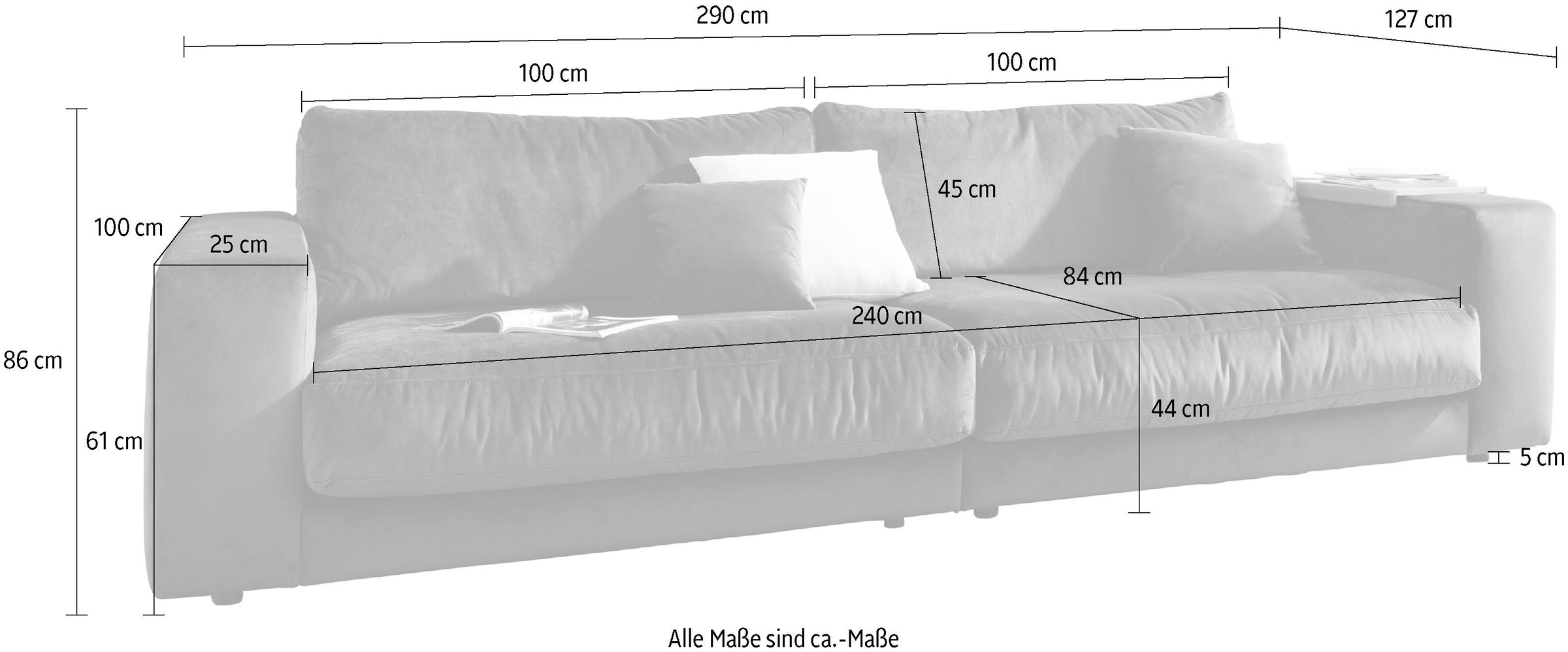 3C Candy Big-Sofa »Enisa II, elegantes Mega-Sofa, super bequem und toll verarbeitet,«, bestehend aus Modulen, daher auch individuell aufstellbar