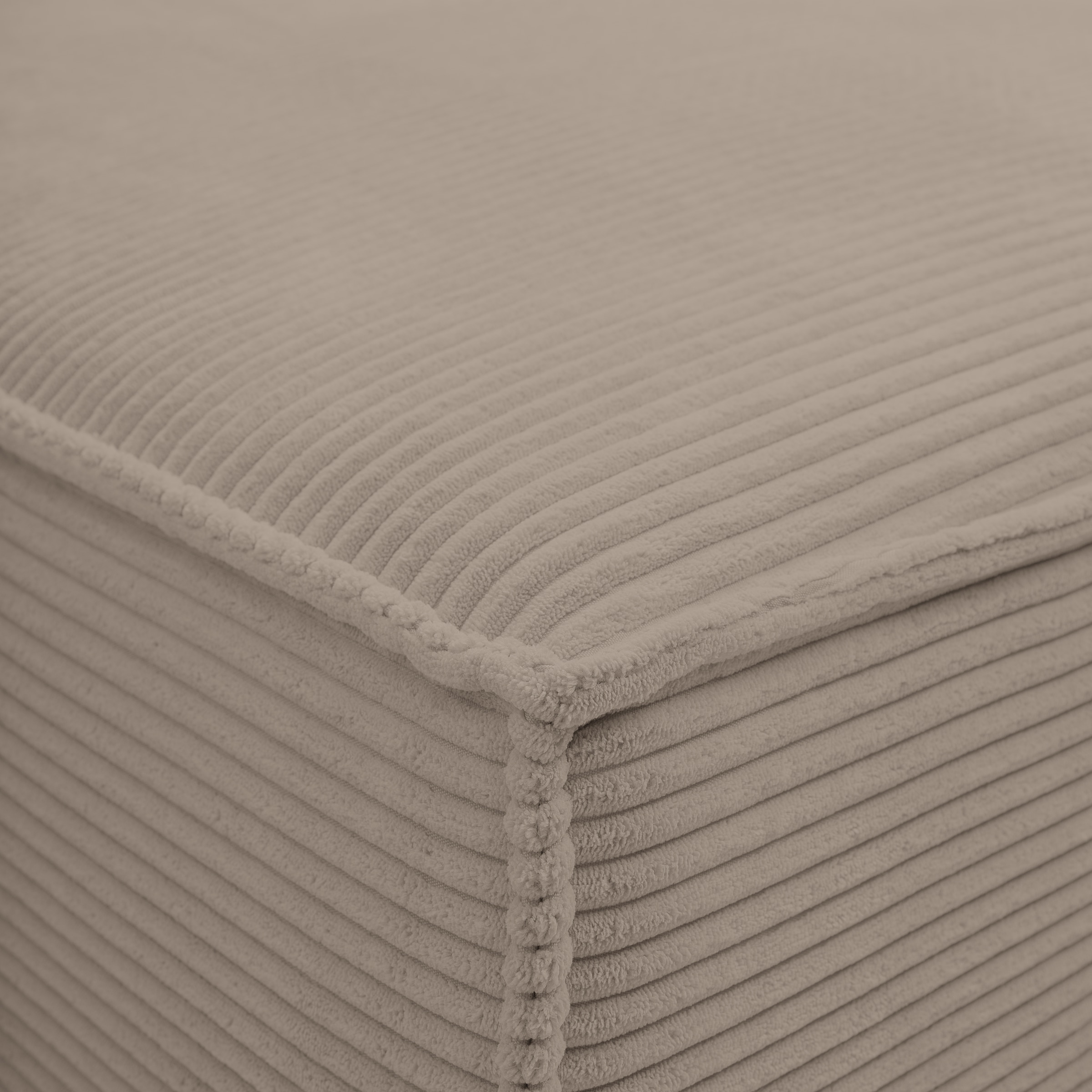 WERK2 Ecksofa »Atlanta-New, modernes Design, Stellmaße 280x147cm, L-Form, Kedernaht«, hoher Komfort, Schlaffunktion & Bettkasten, Cord, Greige