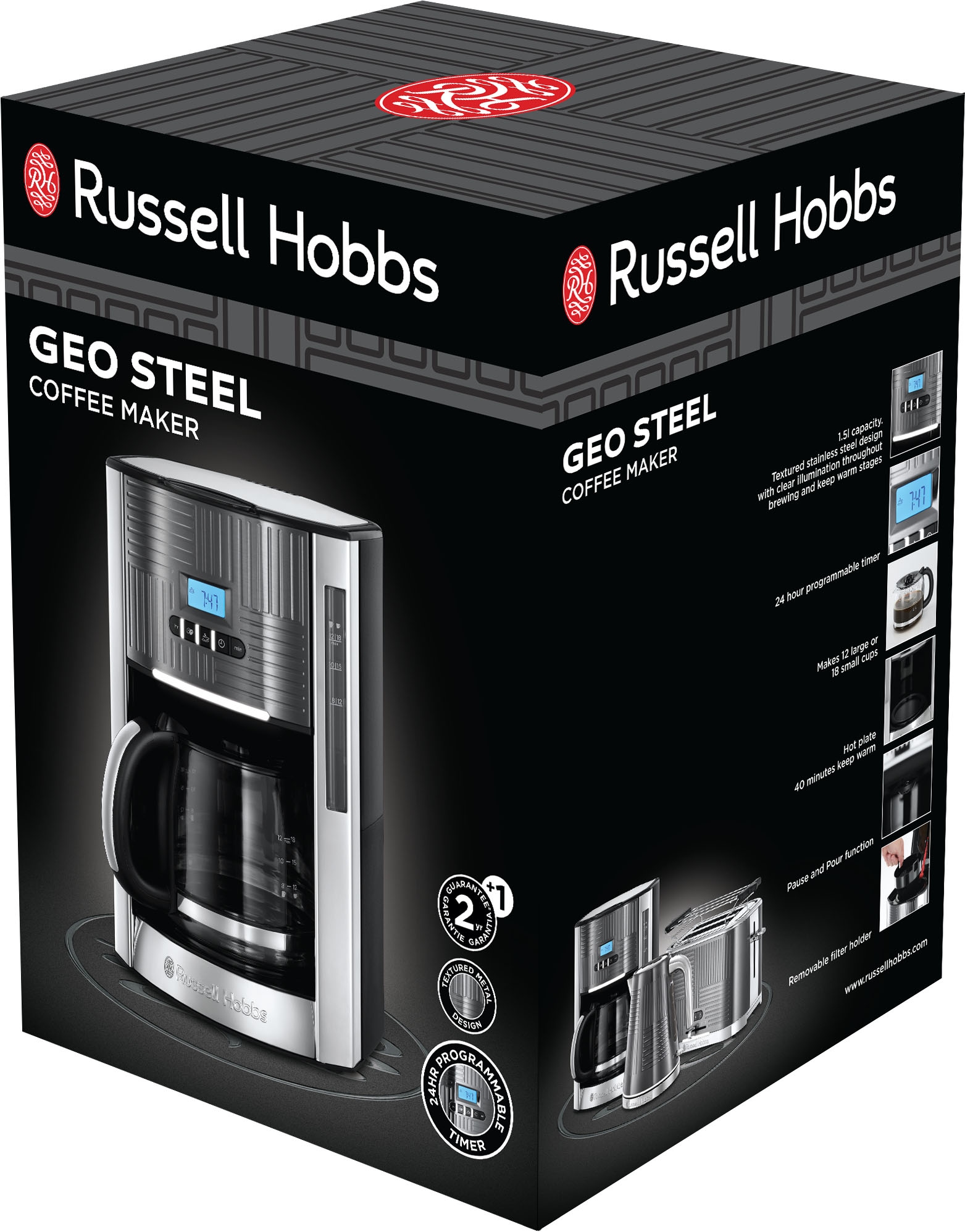 RUSSELL HOBBS Filterkaffeemaschine »Geo Steel 25270-56«, 1,5 l Kaffeekanne, Papierfilter, 1x4