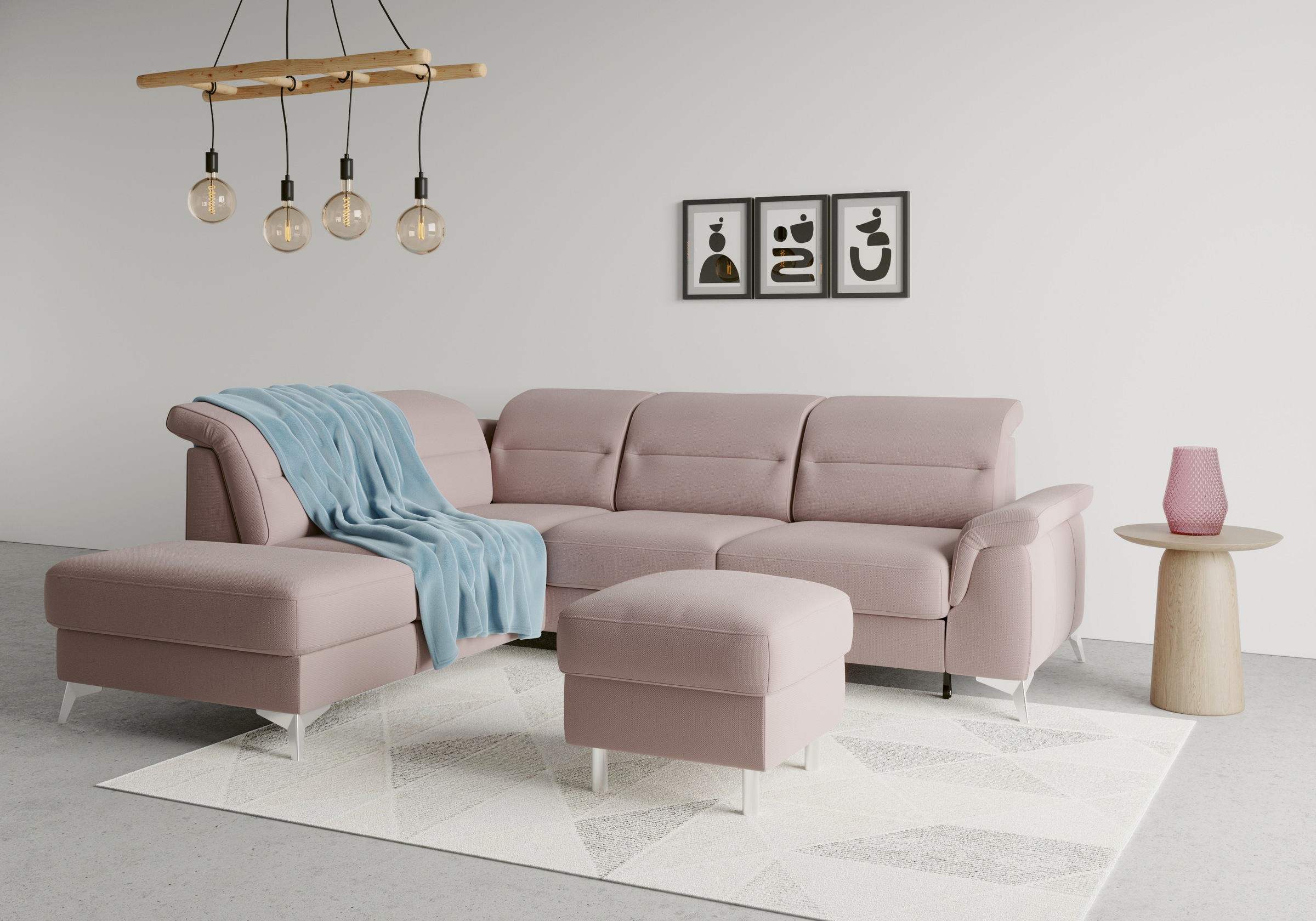 sit&more Ecksofa »Sinatra L-Form«, mit Ottomane, optional mit Kopfteilverstellung und Armteilfunktion