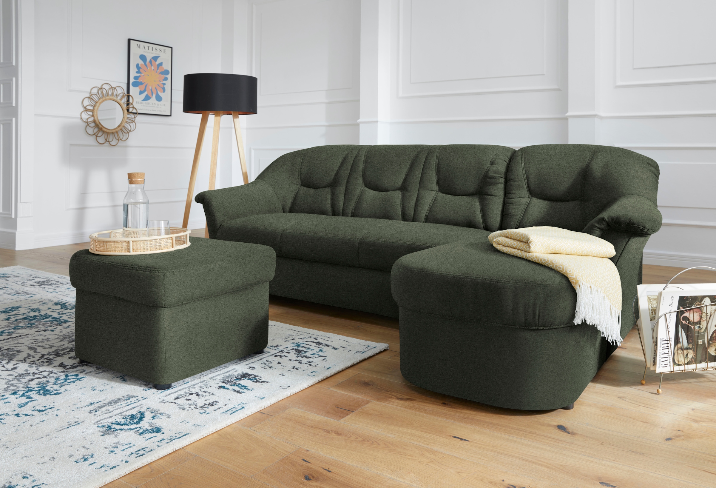 DOMO collection Ecksofa »Sarafina zeitlos und komfortabel, optional mit Federkern, L-Form«, wahlweise mit Bettfunktion