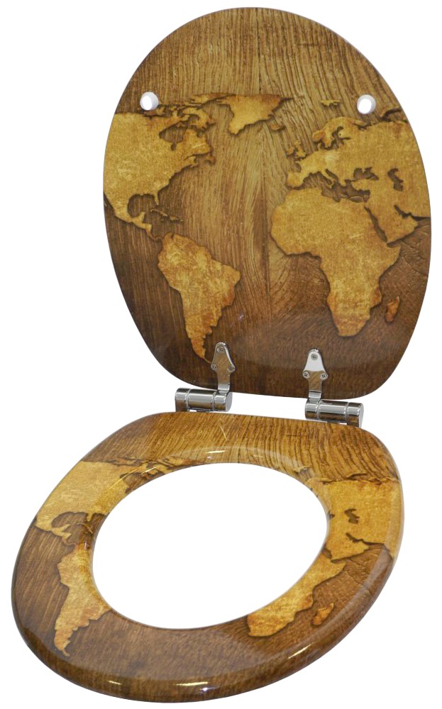 Sanilo Badaccessoire-Set »World Map«, (Komplett-Set, 3 tlg.), bestehend aus WC-Sitz, Badteppich und Waschbeckenstöpsel