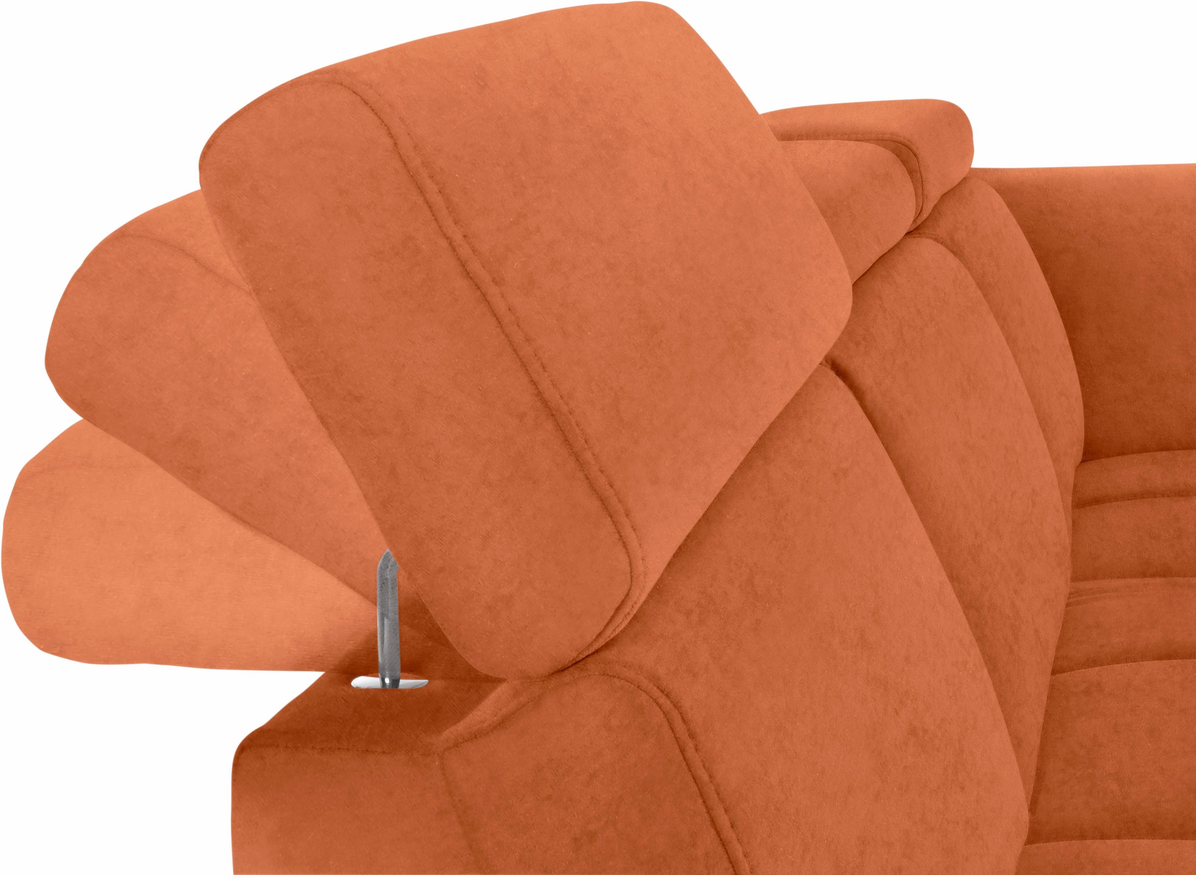 DOMO collection Ecksofa »Ava, moderne Sitzheftung mit toller Doppelnaht, komfortabel, L-Form«, mit Ottomane, inkl. Federkern, wahlweise mit Kopfteilverstellungen