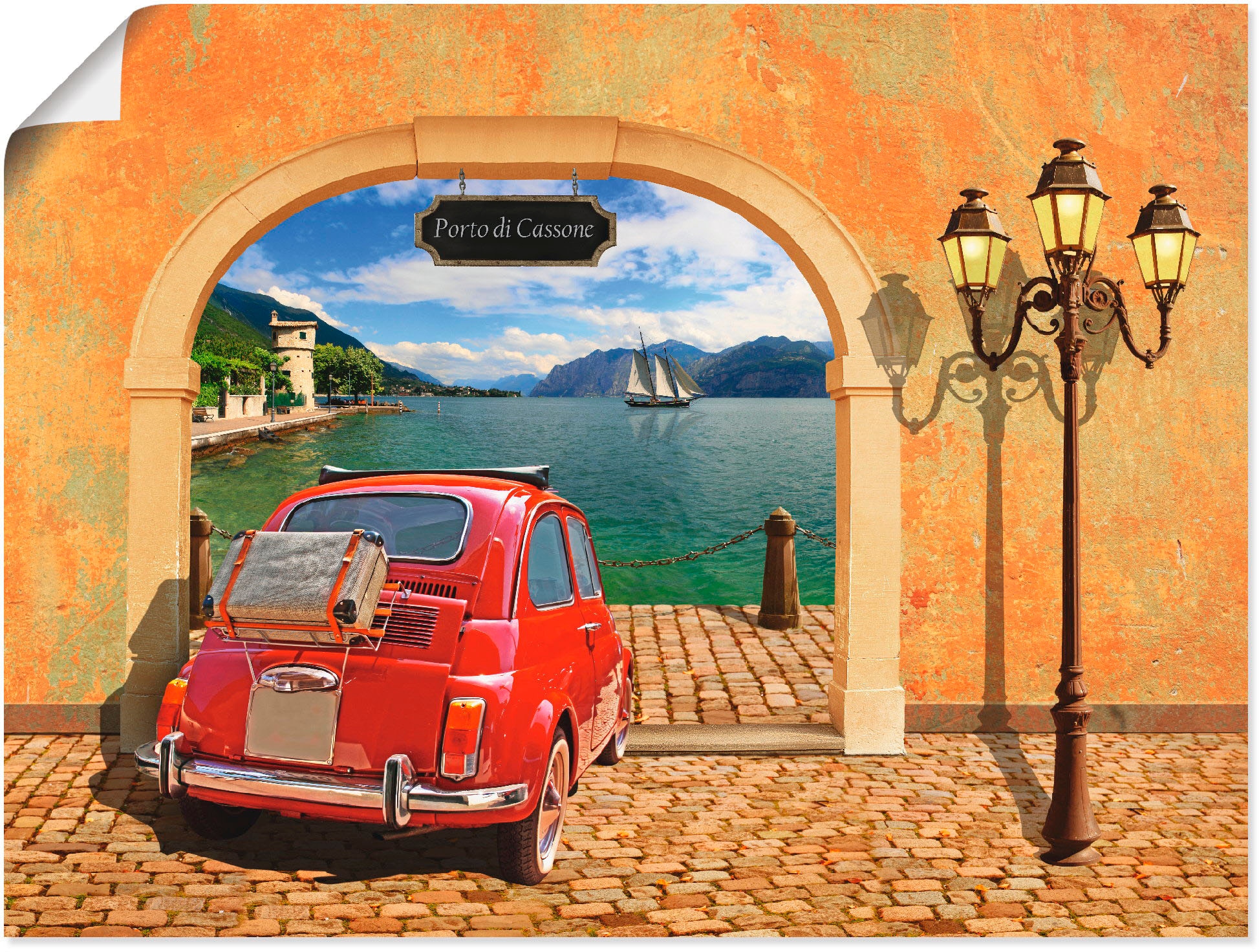 Artland Wandbild »Kleiner italienischer Hafen« Auto 1 Stk. tlg. als Leinwan günstig online kaufen