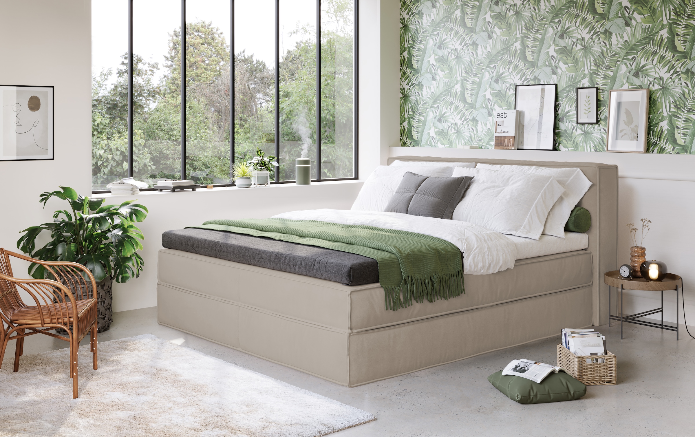 Home affaire Boxspringbett »Sacy«, Boxbett inkl. Topper, 2 Matratzen, Härtegrade H2, H3 und H4 wählbar