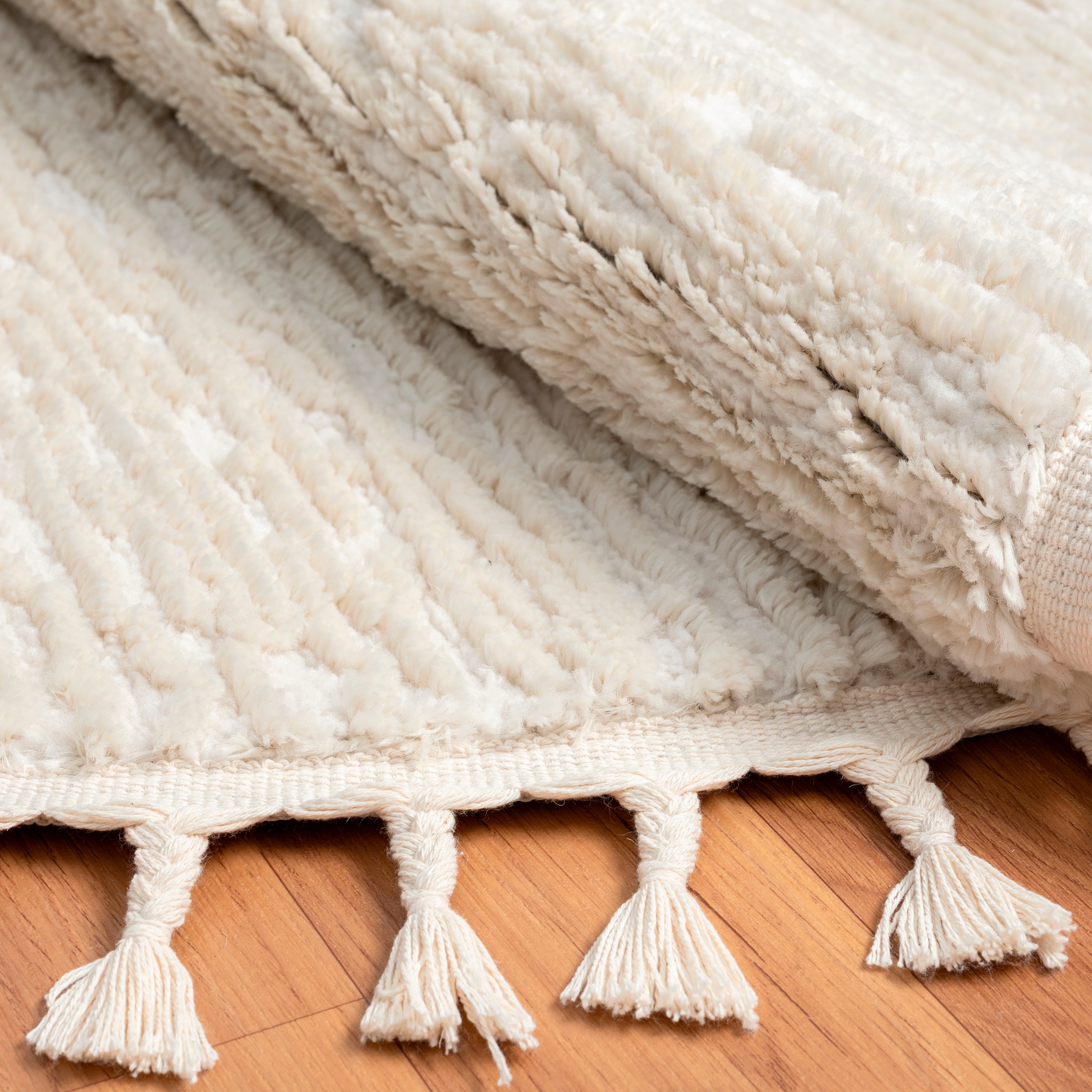 Myflair Möbel & Accessoires Hochflor-Teppich »Moroccan Pureness«, rund, 24 mm Höhe, moderner Teppich, Uni-Farben, weich durch Hochflor, mit Fransen