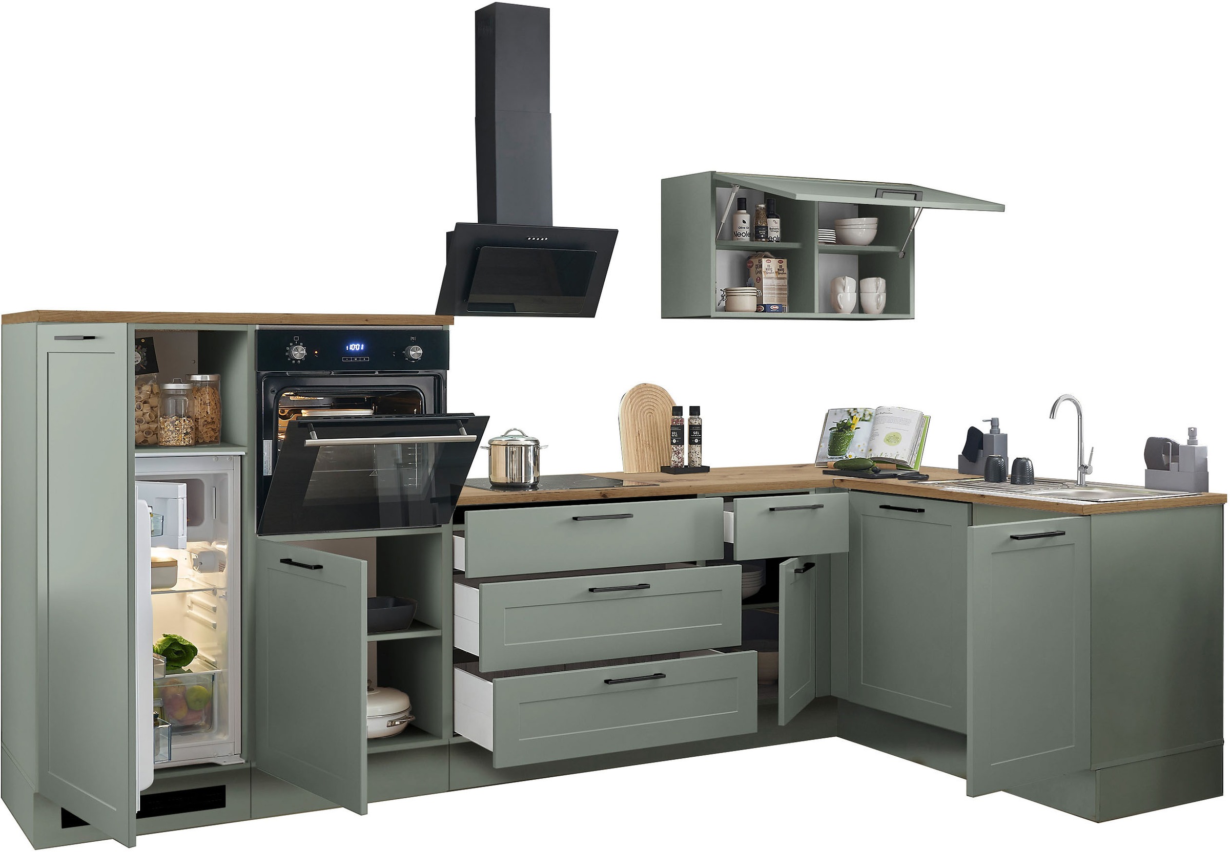 BASIC by Balculina Winkelküche »Marsi«, Stellmaße 320x175 cm, wahlweise mit E-Geräten, mit Soft-Close-Funktion