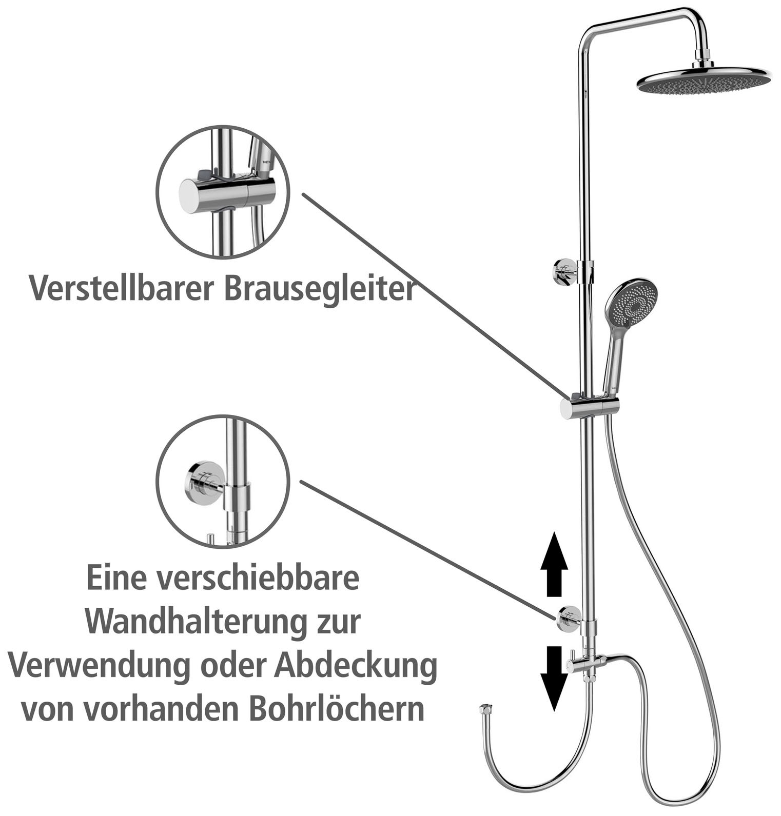 WENKO Duschsystem »Watersaving«, einfacher Anschluss an bestehende Armatur oder Wandanschlussbogen