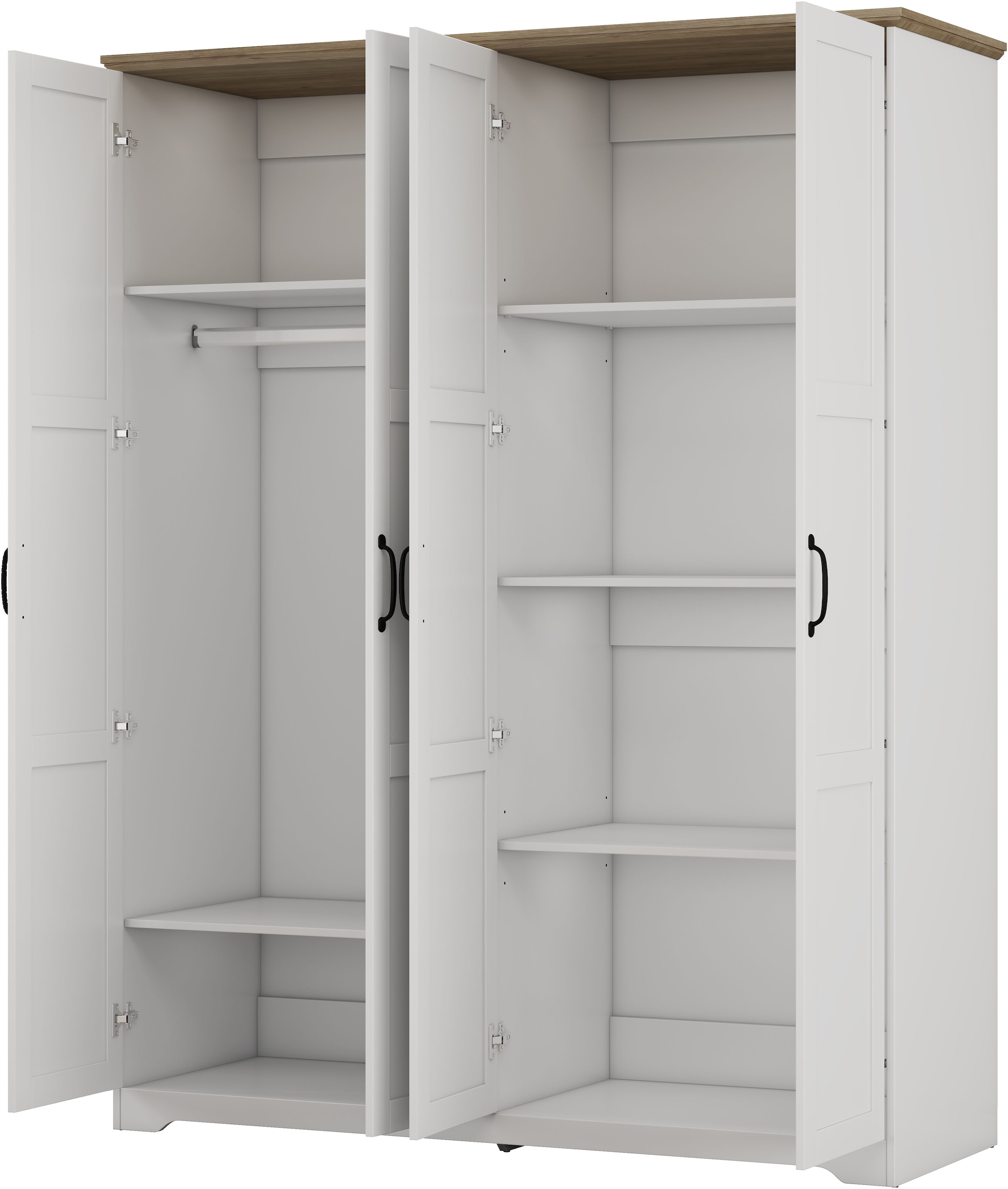 OTTO home Kleiderschrank »Emmilia Schrank Schlafzimmerschrank im Landhaus Design« Mit vielen Einlegeböden und Softclose Türen,  Landhaus Schrank mit  4 Türen Breite 151,1cm Höhe 2m