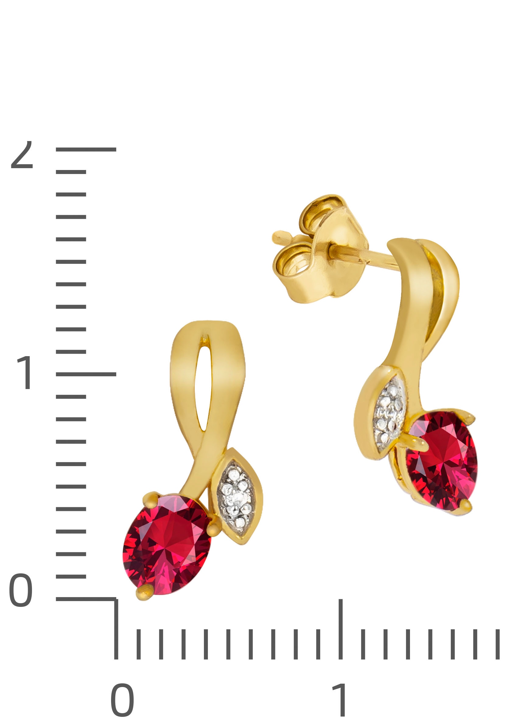 Firetti Paar Ohrstecker »Schmuck Geschenk Gold 375 Ohrschmuck Farbstein Edelstein Rubin« mit Rubin, Zirkonia (synth.)
