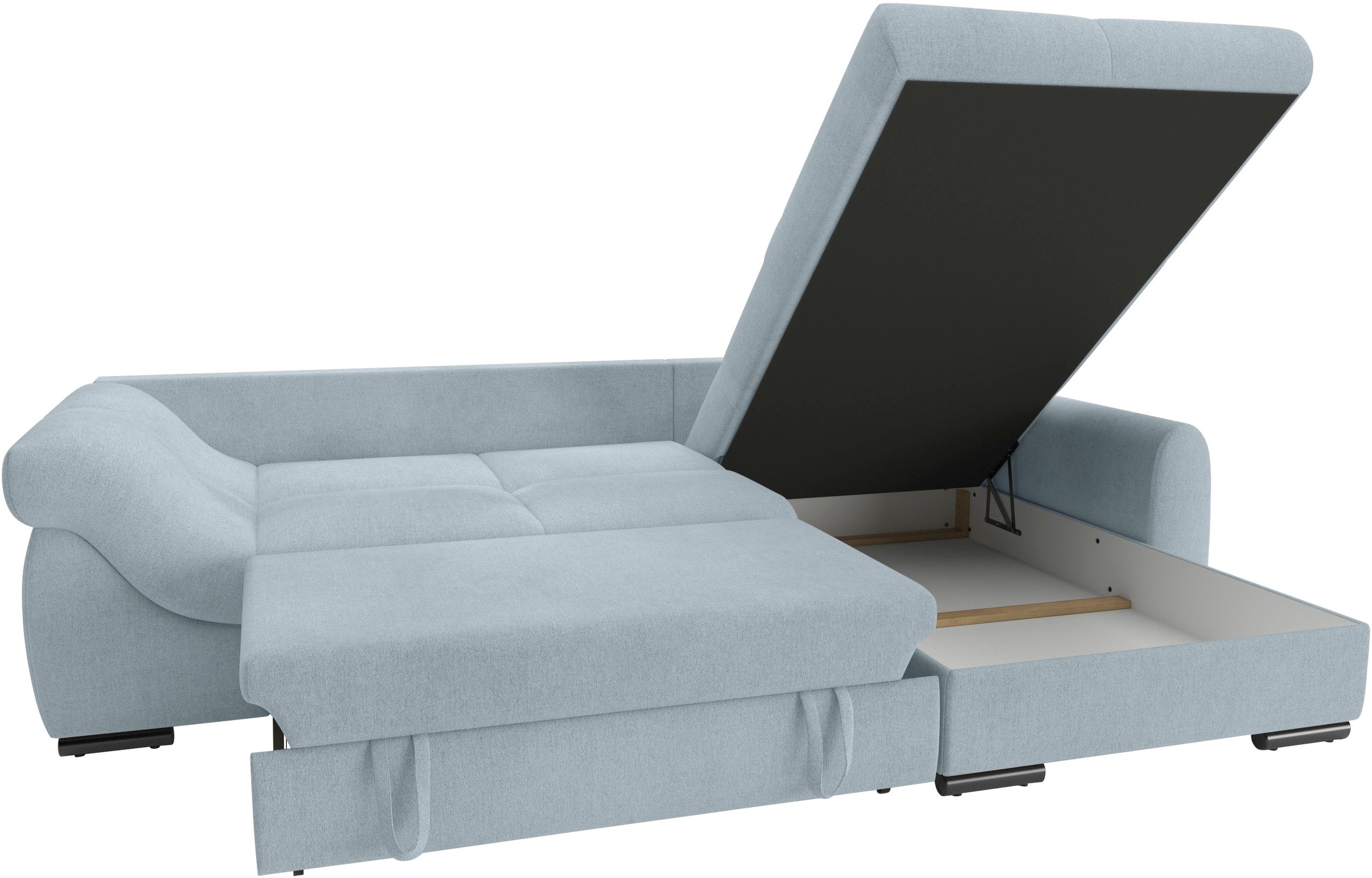 Mr. Couch Ecksofa »Livorno L-Form«, inkl. Hochschläfer-Bettauszug, XL-Bettkasten weiß beschichtet