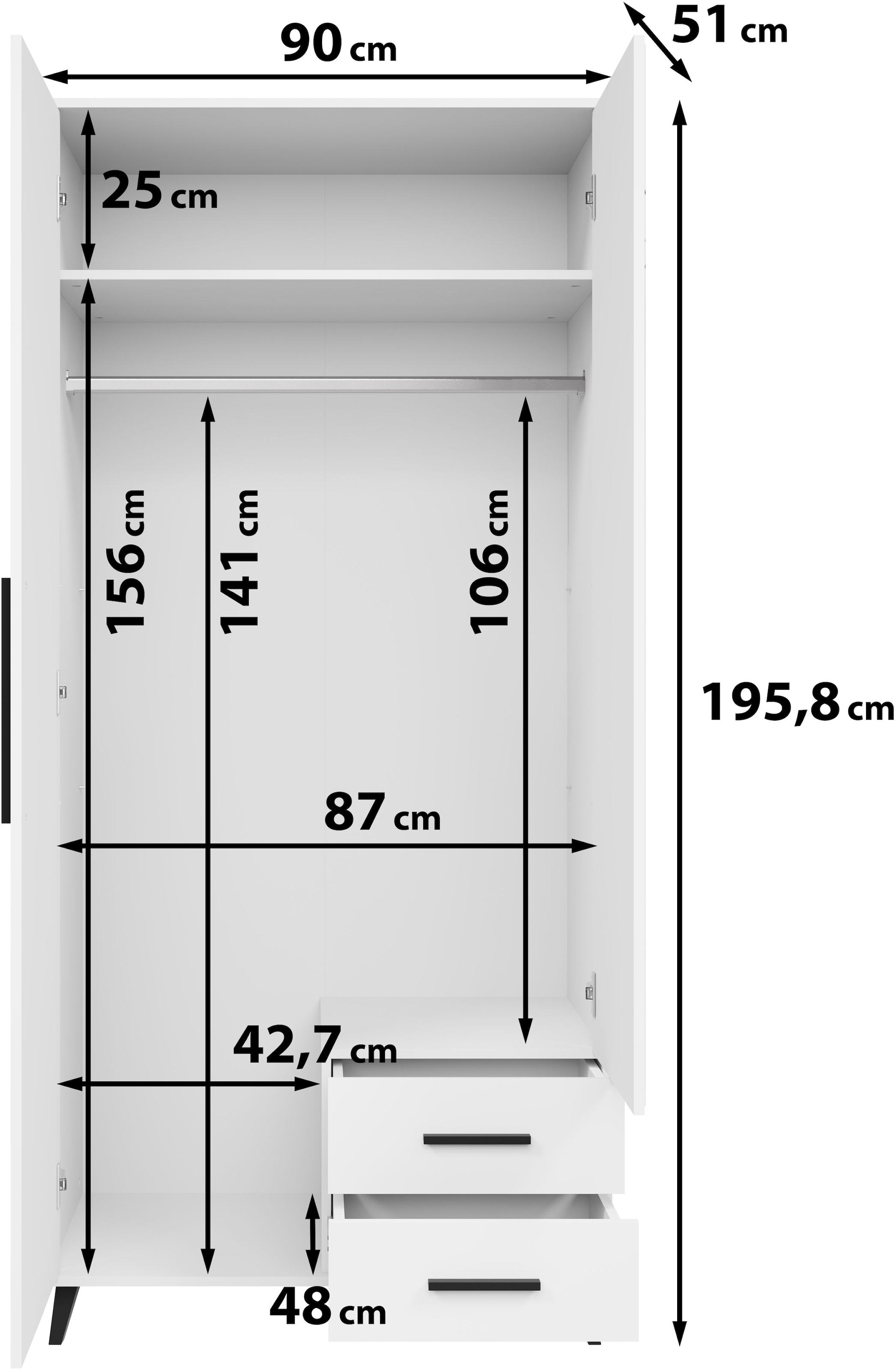 INOSIGN Kleiderschrank »Lagos, Garderobe«, (Packung, 1 St.), Moderner Drehtürenschrank, FSC-zertifiziert, Schlafzimmerschrank