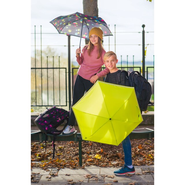 Knirps® Taschenregenschirm »Rookie manual, lime reflective«, für Kinder;  mit umlaufendem, reflektierendem Band am Schirmdach jetzt bestellen