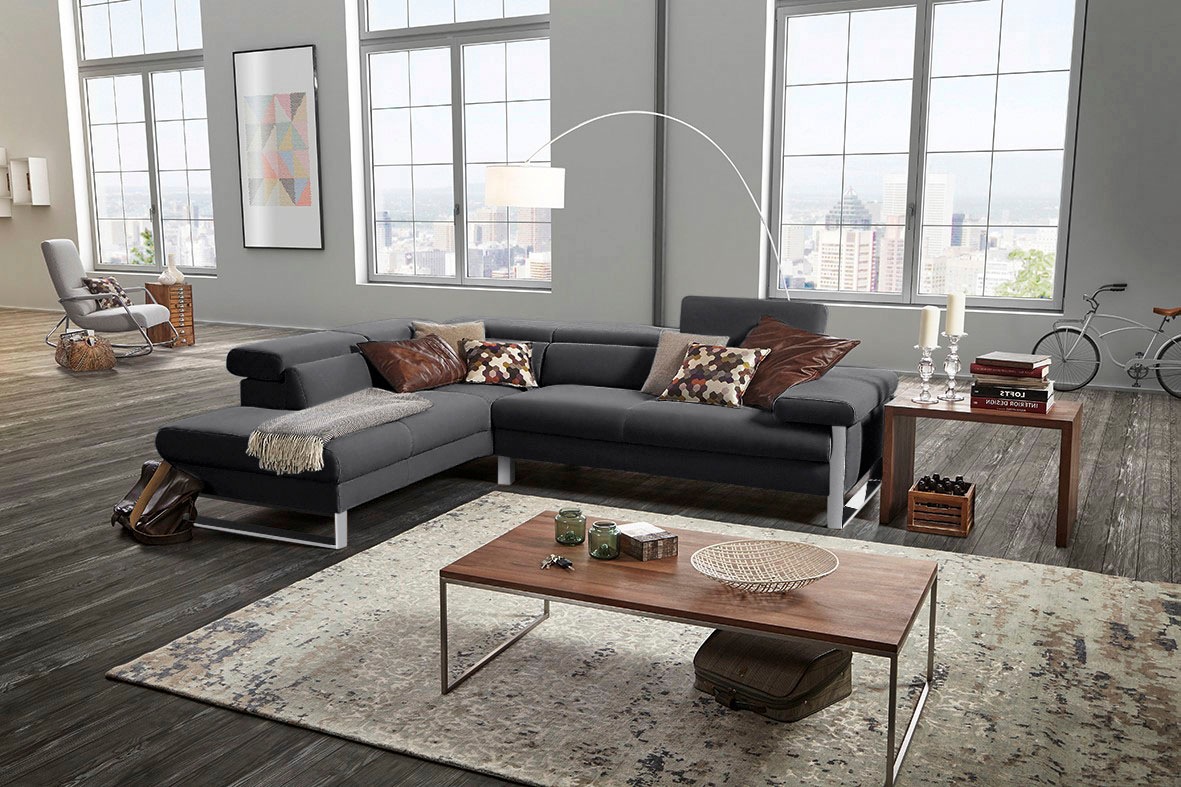 W.SCHILLIG Ecksofa »finn, toller Sitzkomfort, L-Form, hochwertige Verarbeitungsdetails«, German Design Award 2016, Fußgestell Chrom glänzend, Breite 281 cm