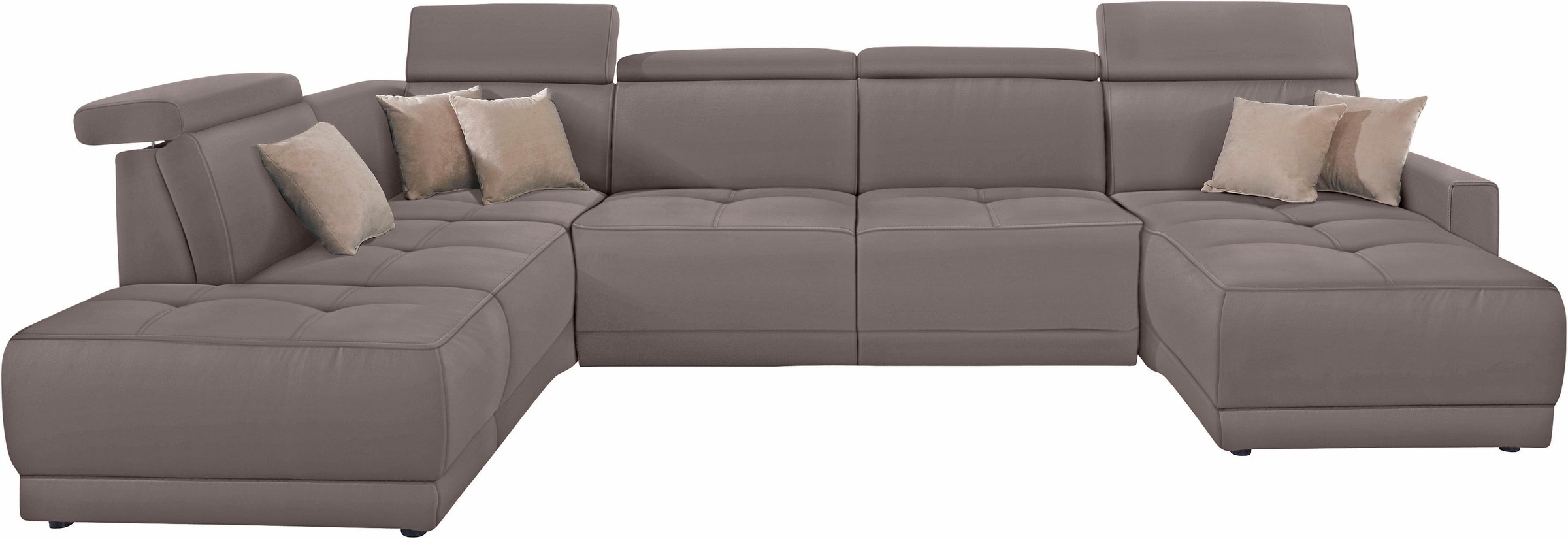 DOMO collection Wohnlandschaft »Ava moderne Sitzheftung mit toller Doppelnaht, komfortabel, U-Form«, mit Federkern, wahlweise mit Kopfteilverstellungen