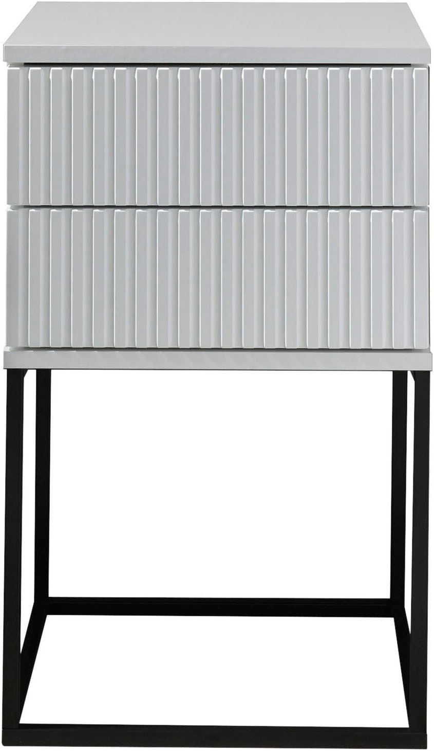 Schlafkontor Nachtkommode »Marle Nachtkonsole, Nachtkästchen auf Metall-Fußgestell« Schubkasten in Rillenoptik auf schwarzem Metallgestell