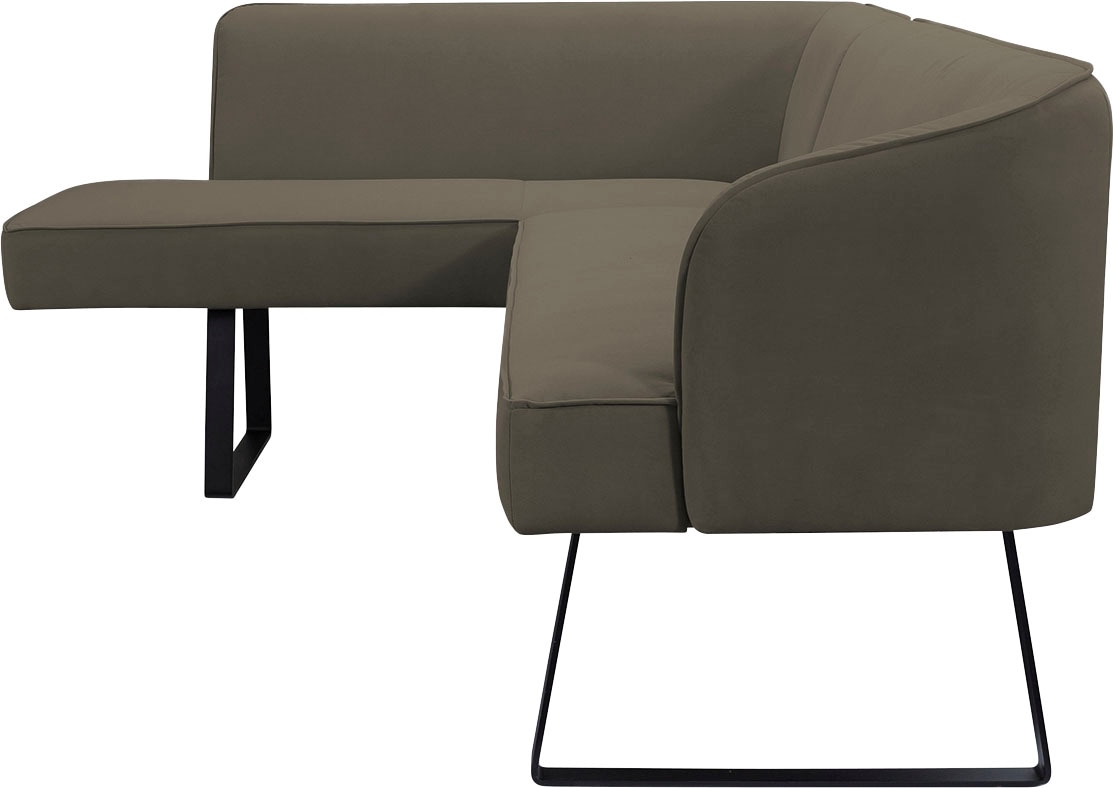 exxpo - sofa fashion Eckbank »Americano«, mit Keder und Metallfüßen, Bezug in verschiedenen Qualitäten