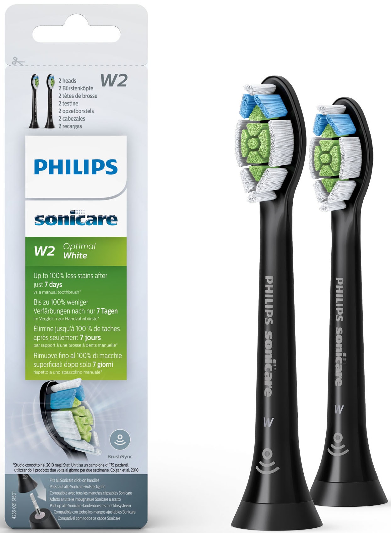 Philips Sonicare Aufsteckbürsten »Standard W2 Optimal White HX6064«, mit der Bürstenkopferkennung, Standardgröße