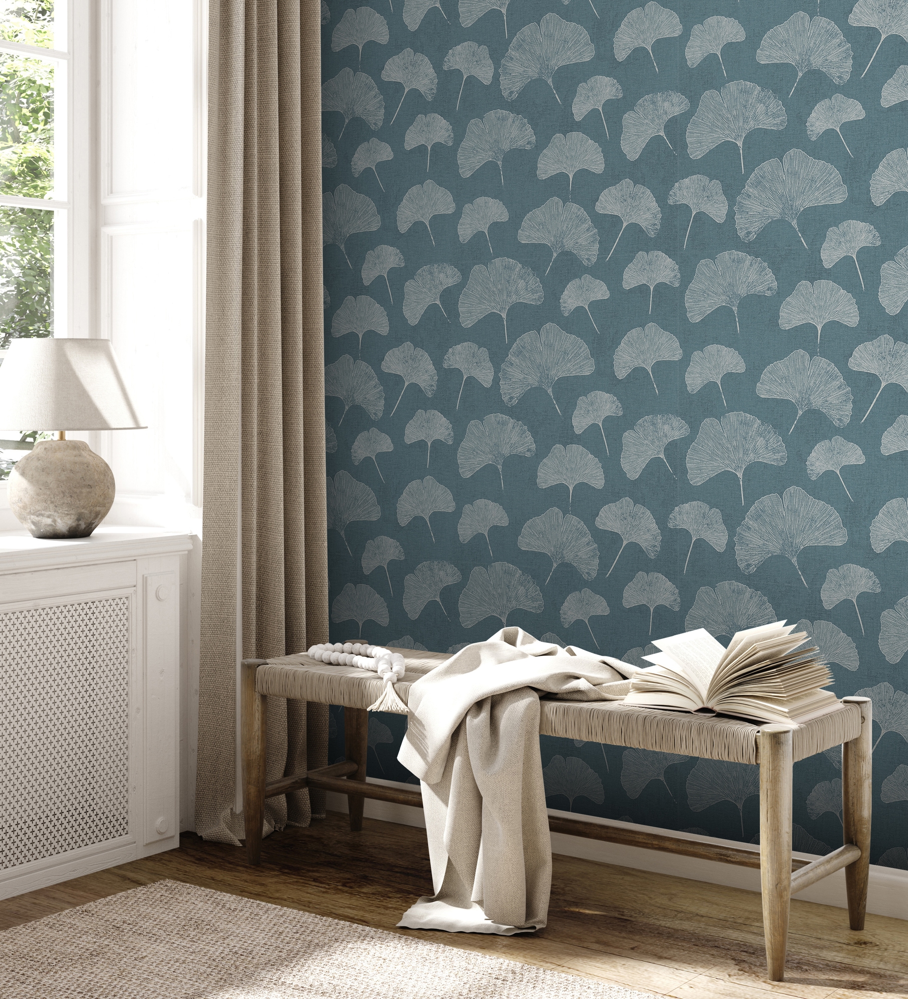 A.S. Création Vliestapete »Ginko Blatt Tapete«, matt-gemustert-neutral, Tapete Floral Blättertapete Tapeten Wohnzimmer Schlafzimmer Küche Flur