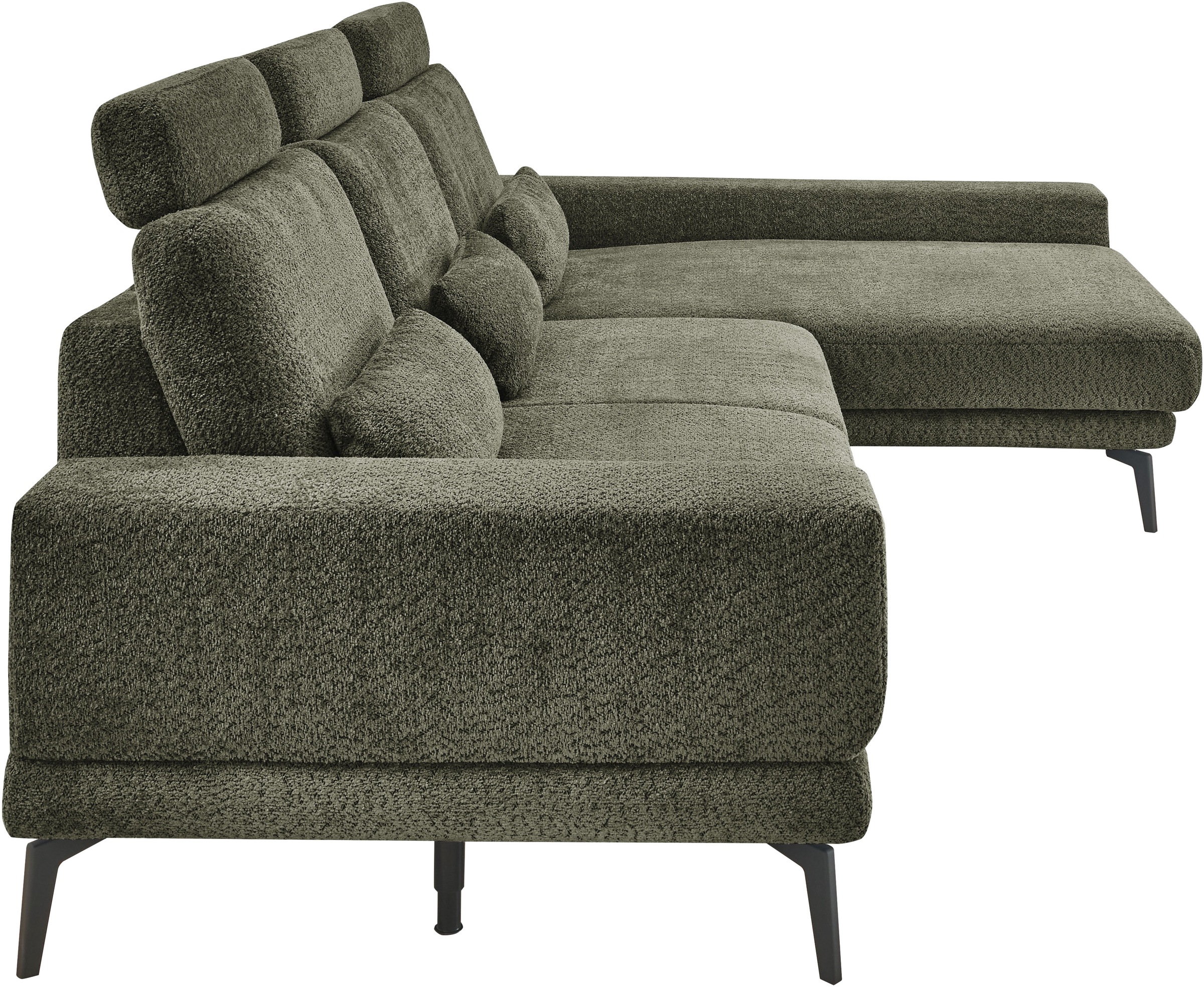 set one by Musterring Ecksofa »SO 3600, inkl motor. Sitztiefenverstellung, Kopfstützen, Nierenkissen«, Sitzhöhe 44 cm, Federkern, Breite 293 x Tiefe 180 cm, Kama olive