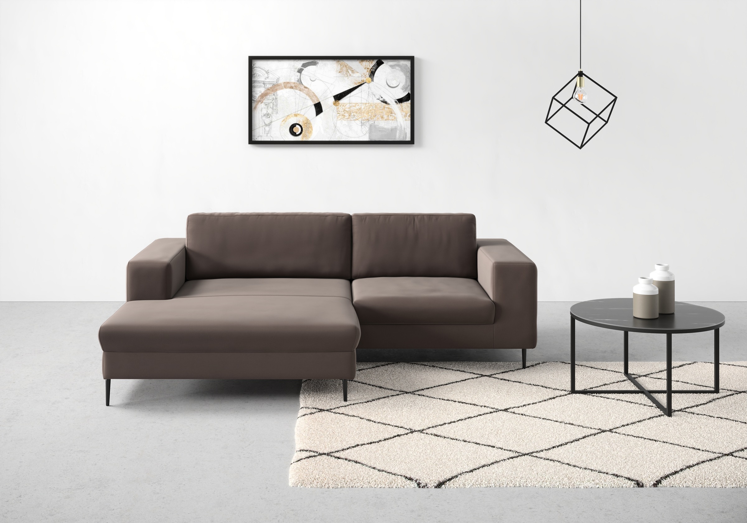 DOMO collection Ecksofa »Modica kompakt und elegant, Breite 244, L-Form«, moderne Optik mit extrabreiter Recamiere, auch in Cord