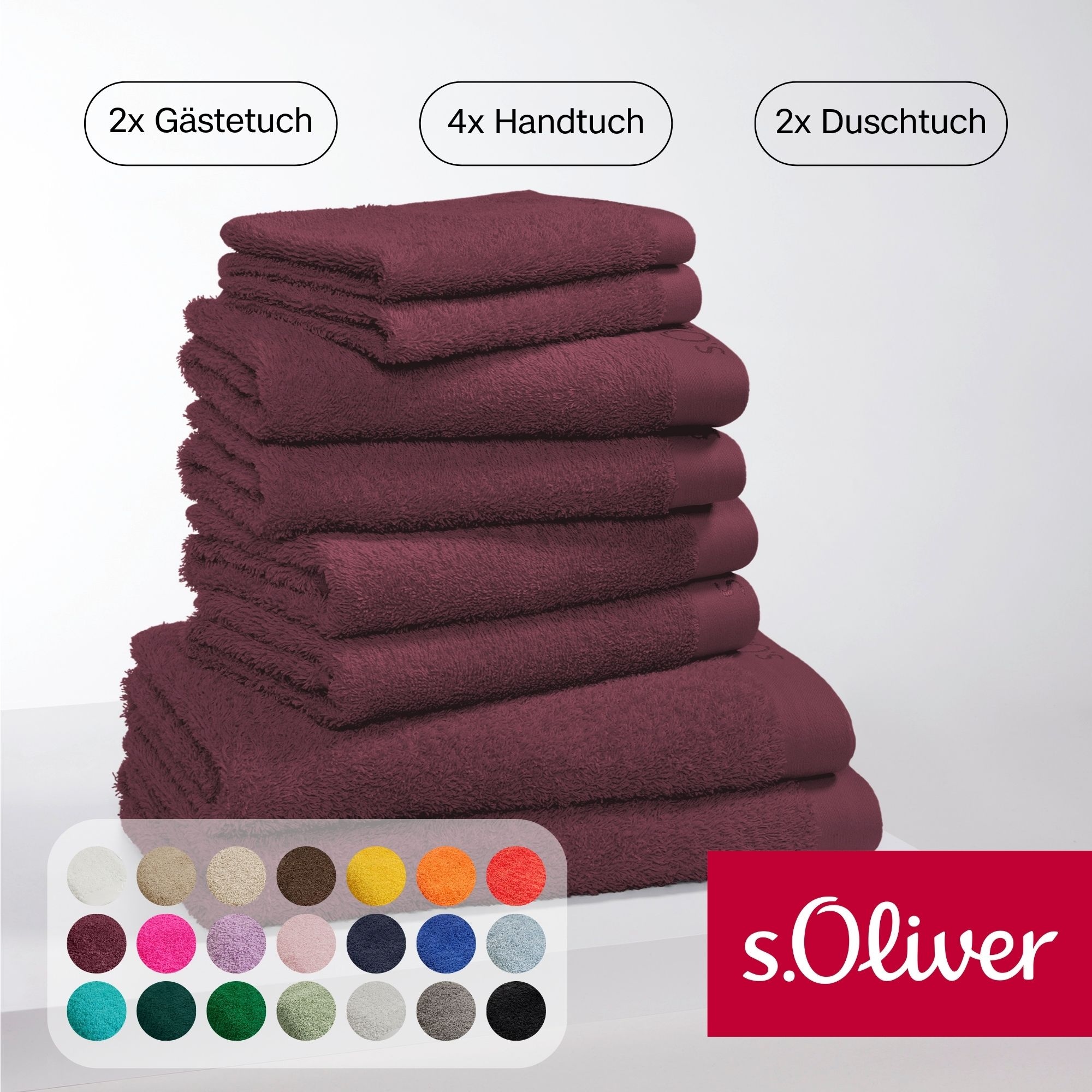s.Oliver Handtuch Set »s.Oliver, Premium Qualität, 600 gr/m²« Set 8 Stk. Walkfrottier 2 Gästetücher 30x50, 4 Handtücher 50x100, 2 Duschtücher 70x140