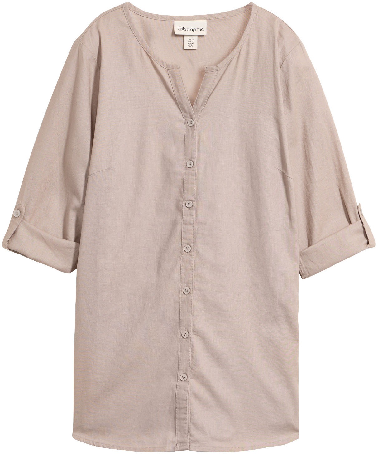 bonprix Langarmbluse »Bluse mit Leinen, 3/4 Arm« Regular Fit, für den Alltag, aus Leinen und Baumwolle