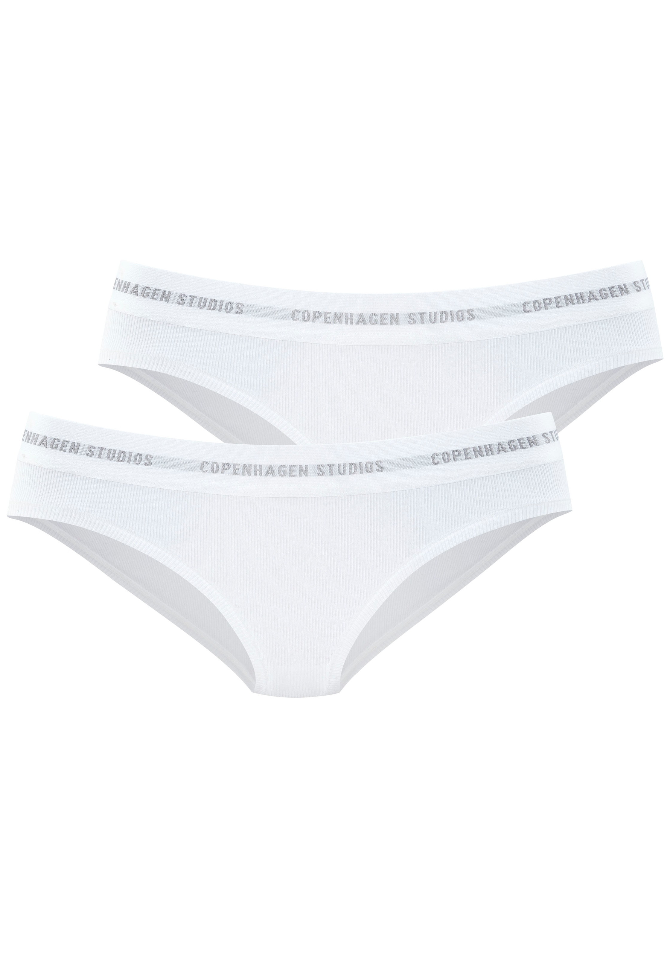 Copenhagen Studios Bikinislip »mit softem Logobund«, (2er-Pack), aus gerippter Bio-Baumwollqualität
