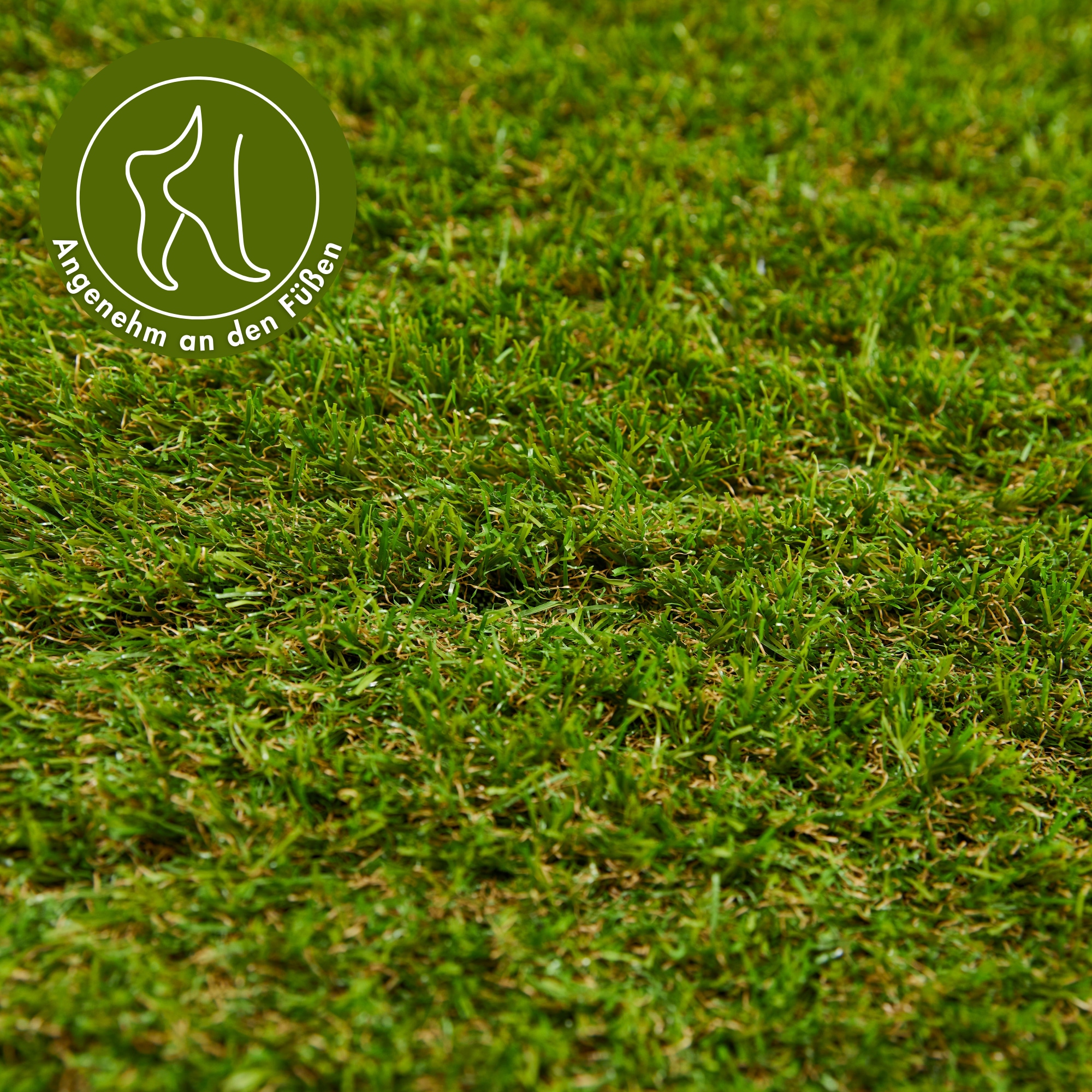 Andiamo Kunstrasen »Rasenteppich Bali, Gesamthöhe 31 mm, Made in Belgium« rechteckig realistische Optik, mit Drainagefunktion, für Balkon & Terrasse