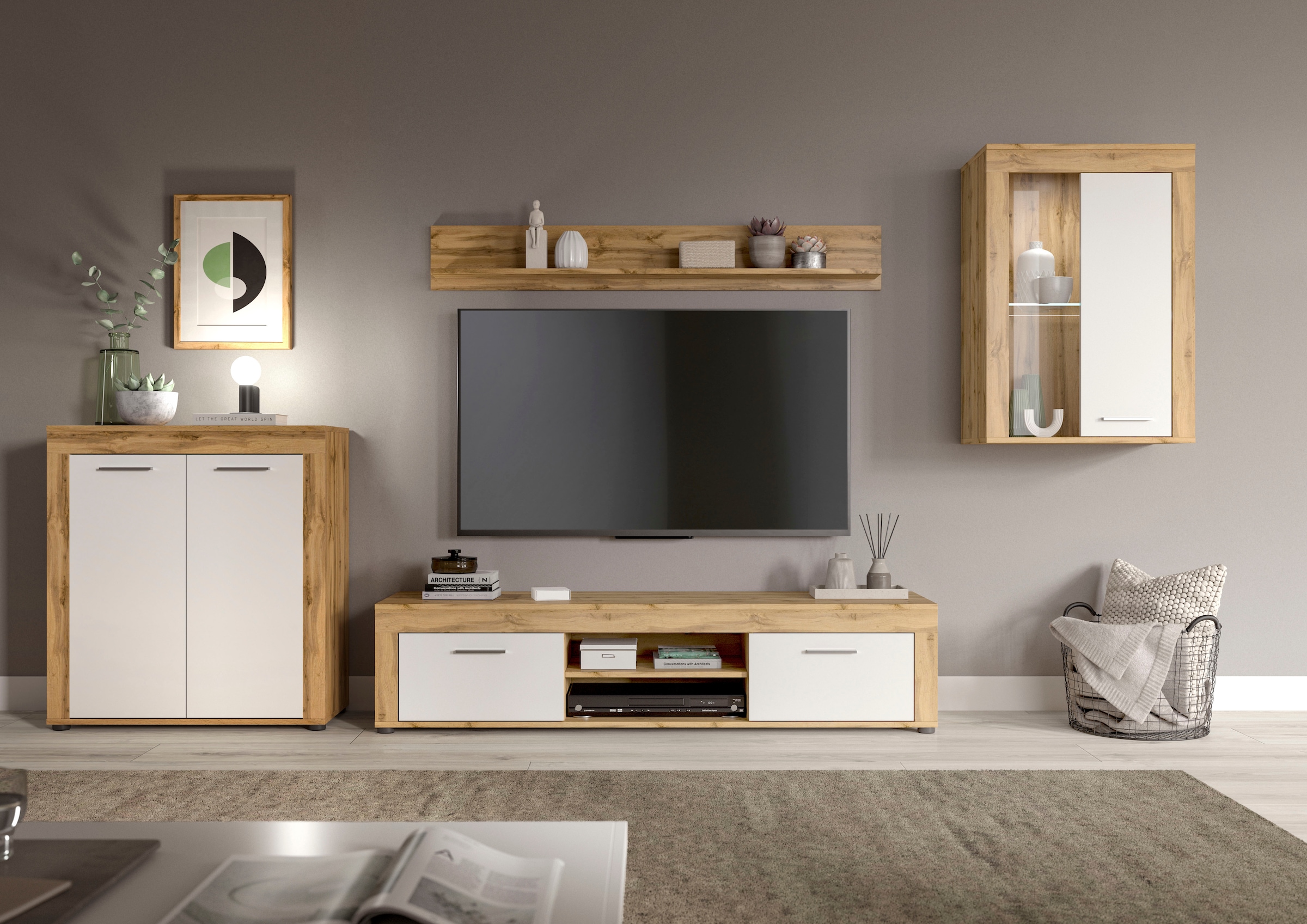 INOSIGN Wohnwand »Aosta, 4-tlg., best. aus: Highboard, Lowboard, Wandboard günstig online kaufen