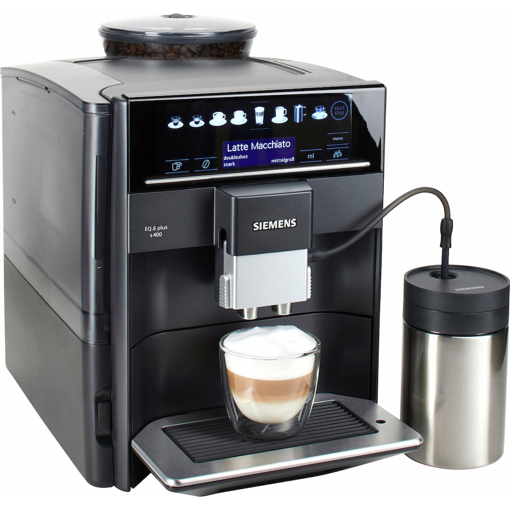 SIEMENS Kaffeevollautomat »EQ.6 plus s400 TE654509DE«, automatische Reinigung, 2 individuelle Profile, inkl. Milchbehälter im Wert von UVP 49,90