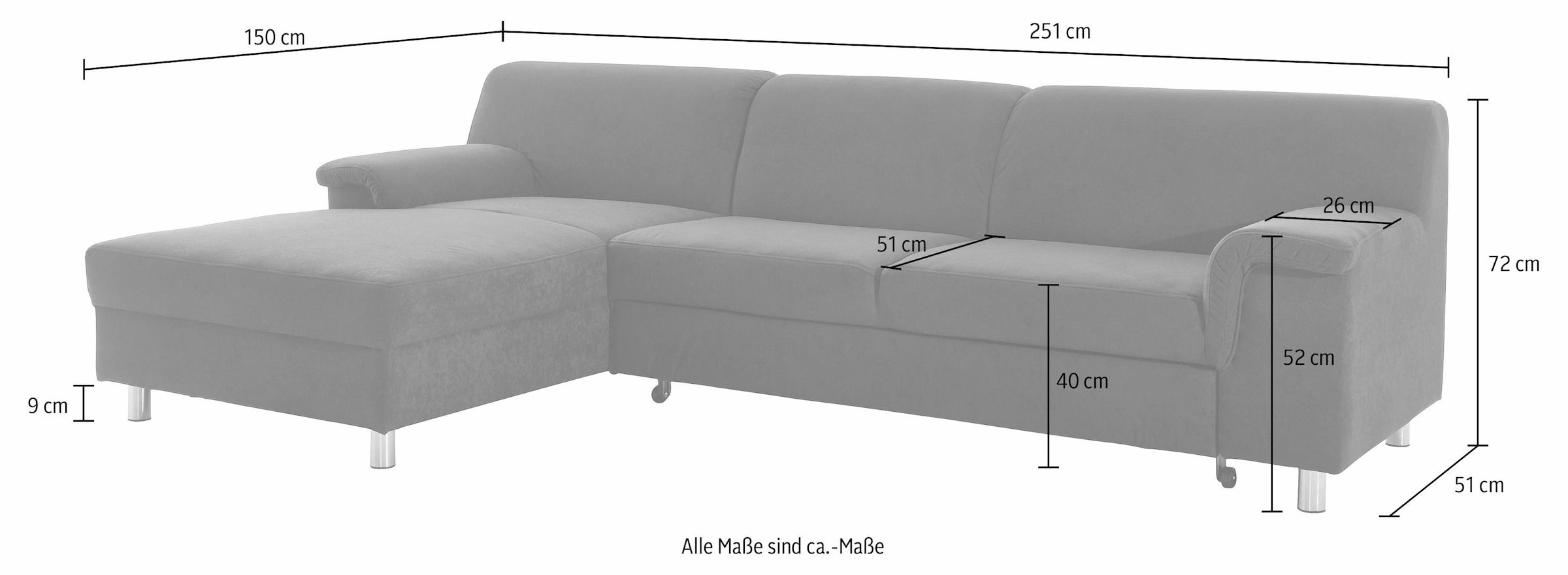 INOSIGN Ecksofa »L-Form«, wahlweise mit Bettfunktion