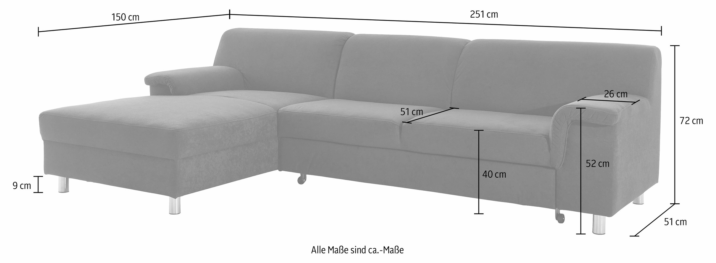 DOMO collection Ecksofa »Jamie, modern und elegant, Fußhöhe 9cm, L-Form,« w günstig online kaufen