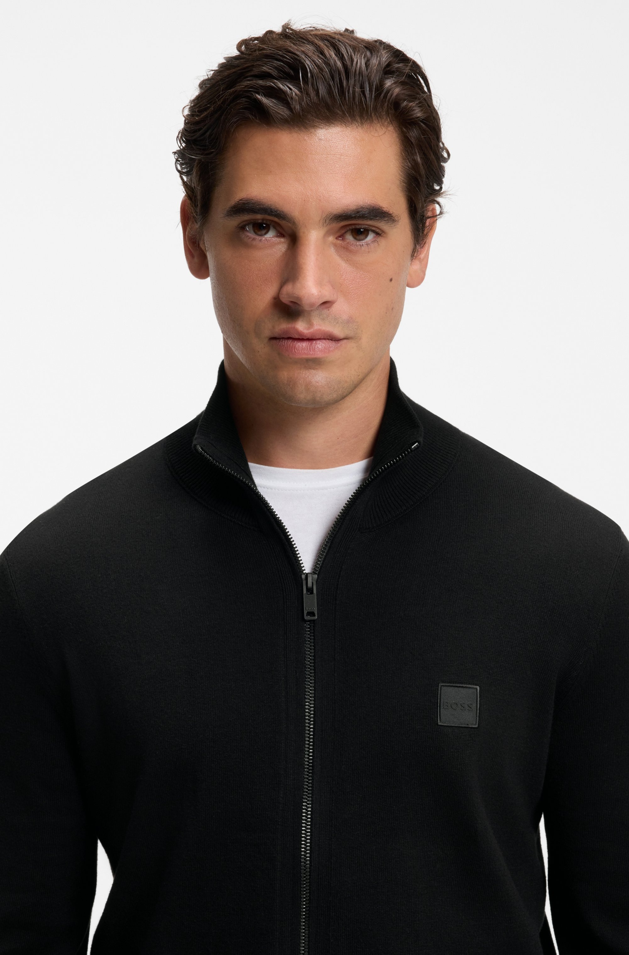 BOSS ORANGE Strickjacke »Kanozip Full Zip Cardigan« mit Reißverschluss, Kaschmir-Anteil