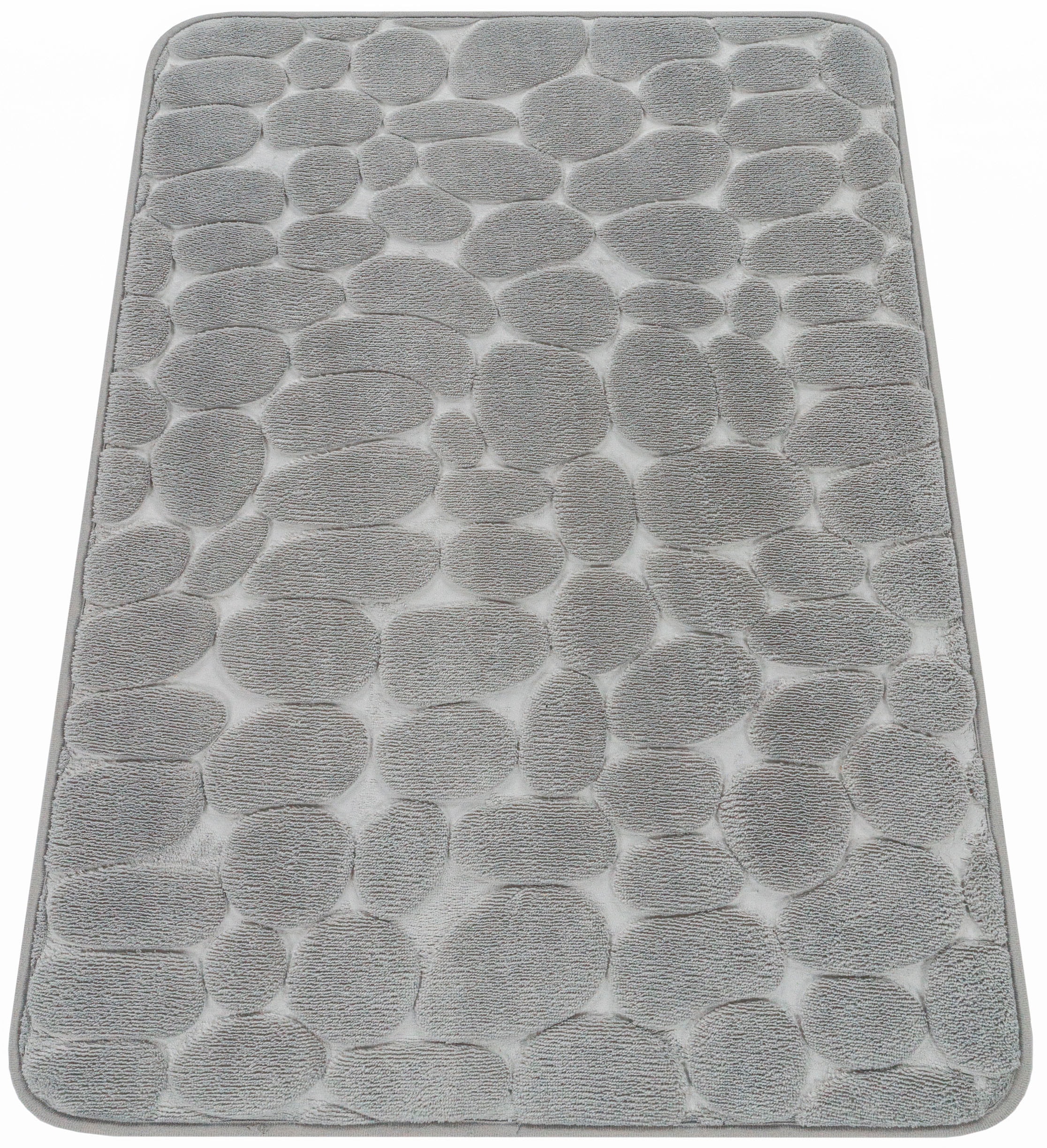 Paco Home Badematte »Corby 256«, Höhe 13 mm, fußbodenheizungsgeeignet, Badteppich, Uni Farben, Motiv Steine, Hoch-Tief Effekt