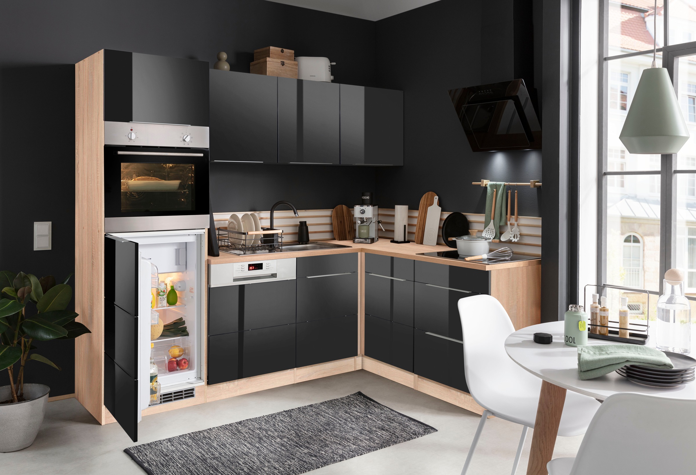 KOCHSTATION Winkelküche »KS-Brindisi Stellbreite 230/170 cm«, wahlweise mit E-Geräten und Induktion, mit MDF-Fronten